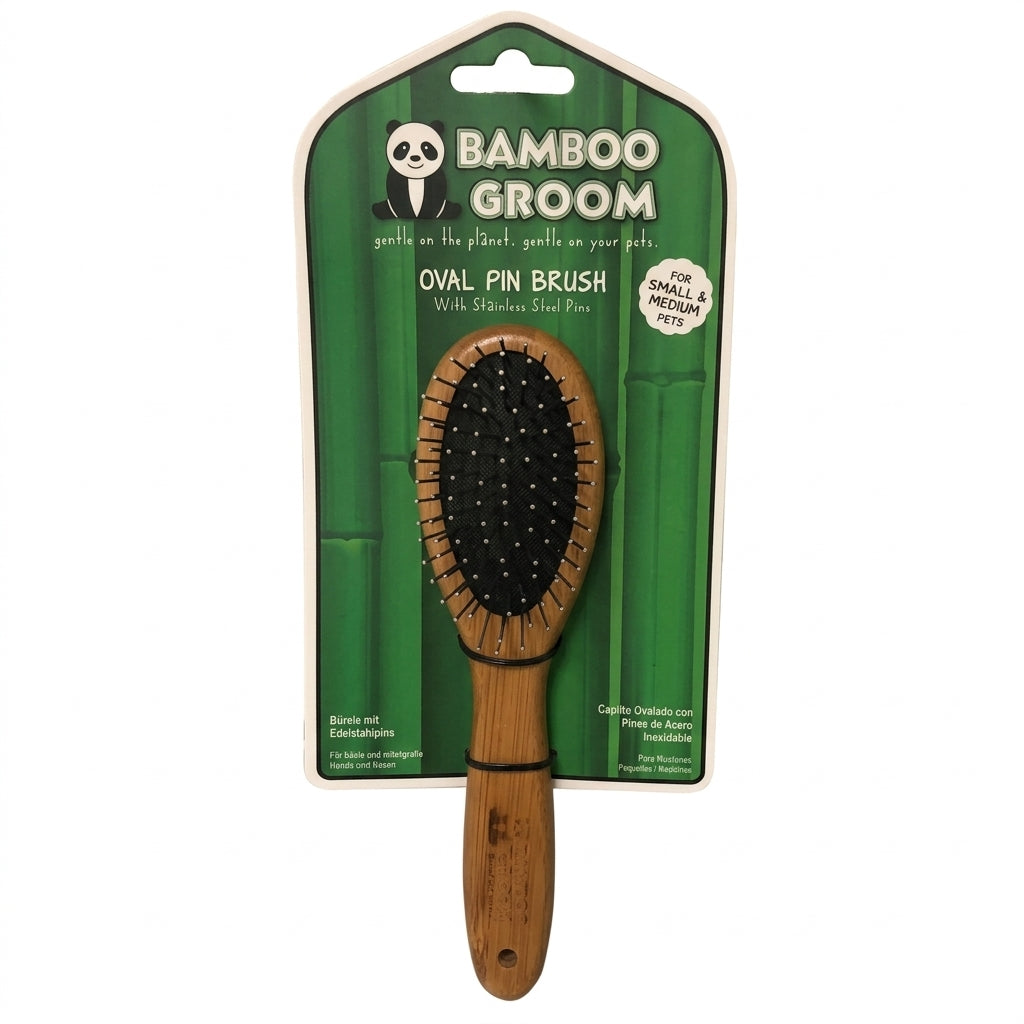 Paws & Alcott Bamboo Groom Oval Pin Brush with Stainless Steel Pins