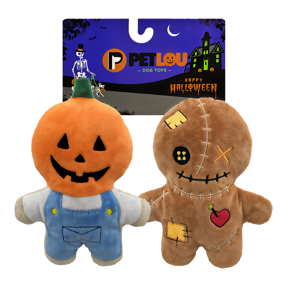 Petlou 7 in Trick or Treat Pals Scarecrows Dog Toy Twin Pack -- product image