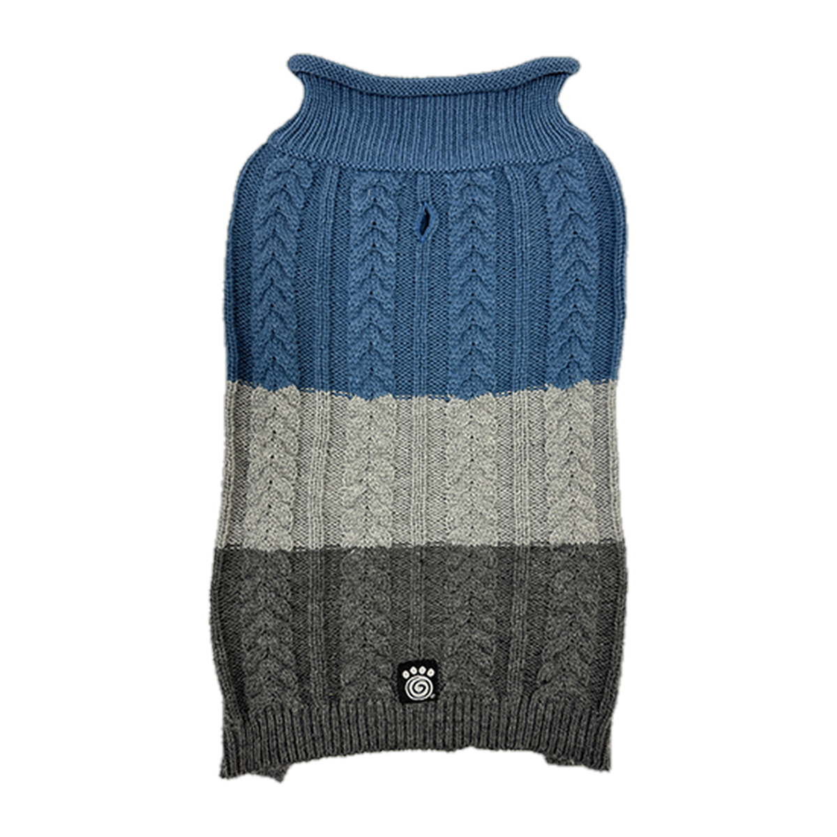 PetRageous Designs Colorblock Cable Rollneck Dog Sweater Blue/Gray -- product image