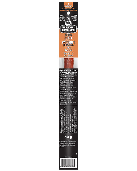 The Butcher's Companion Pork Recipe Sausage Long Sticks Dog Treats