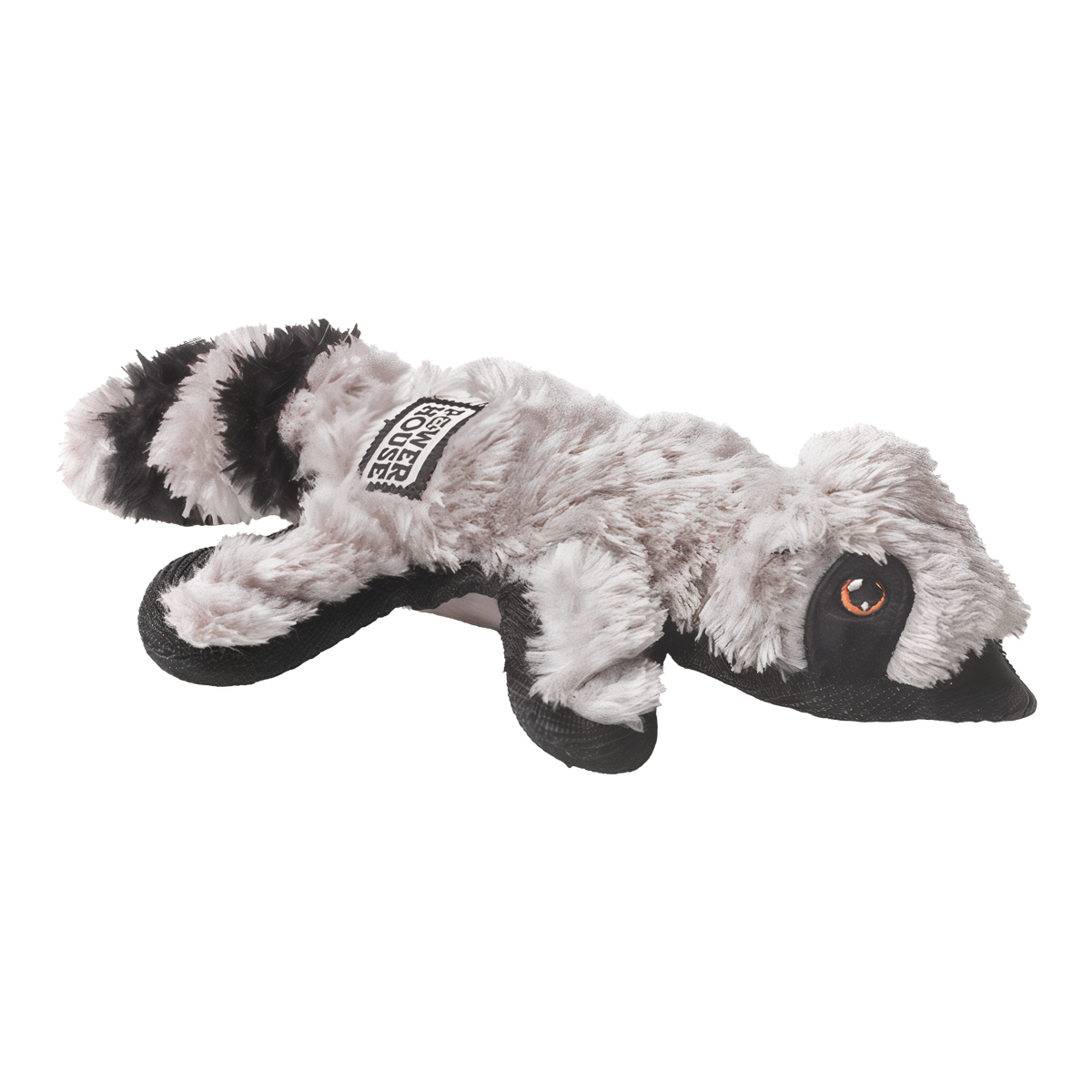 Power House large raccoon plush dog toy studio view 2