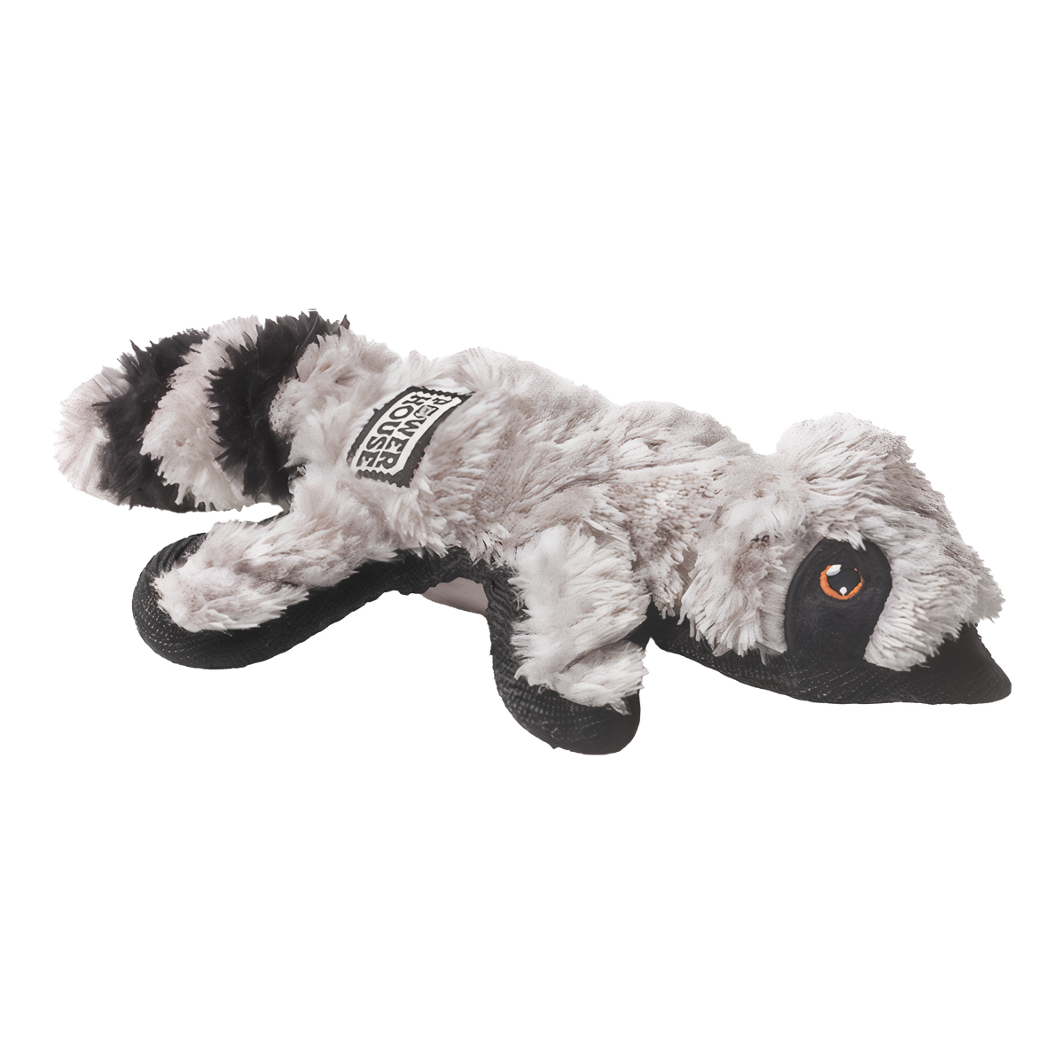 Power House mini raccoon plush dog toy studio view 3