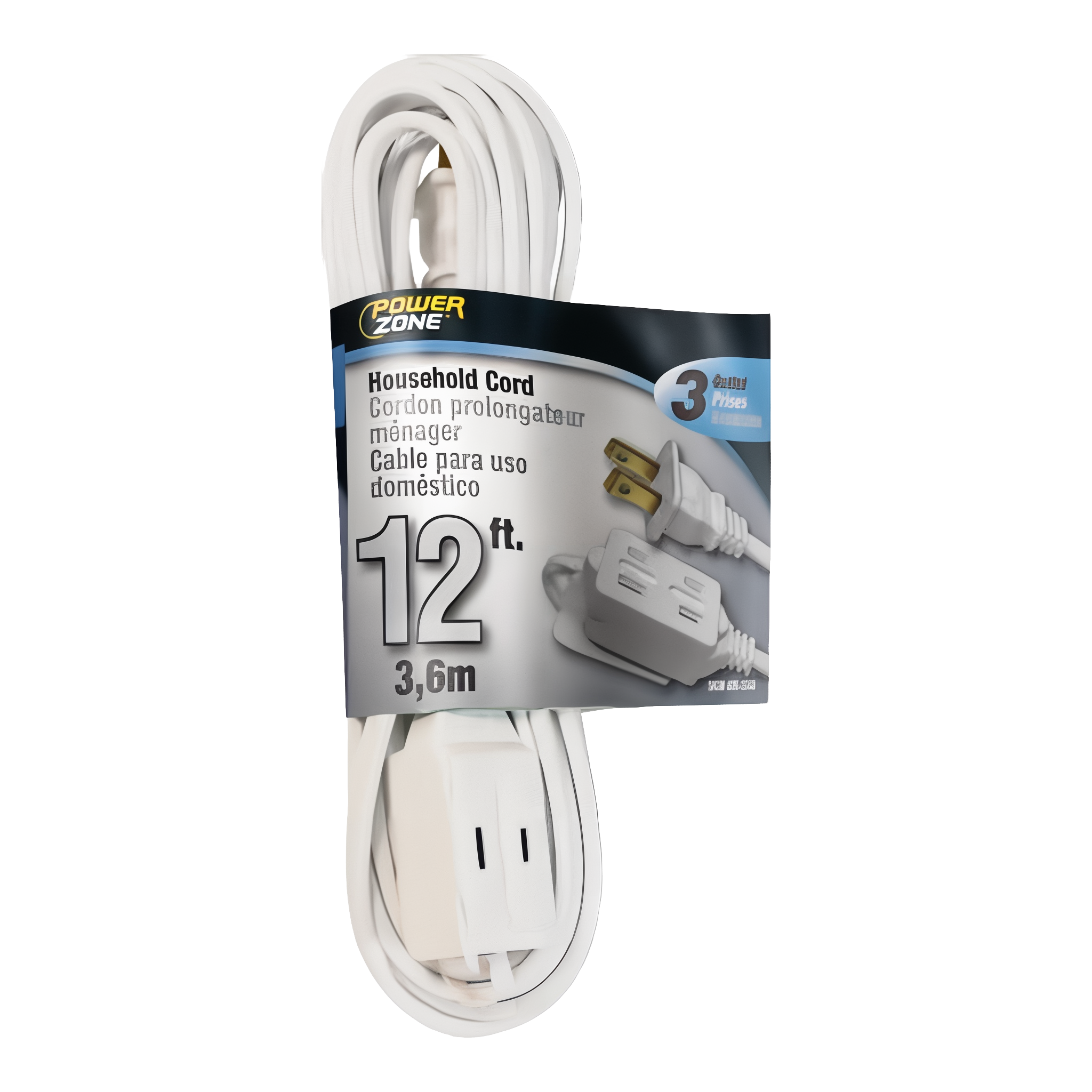 Power Zone 12 ft extension cord for landscape and construction projects.