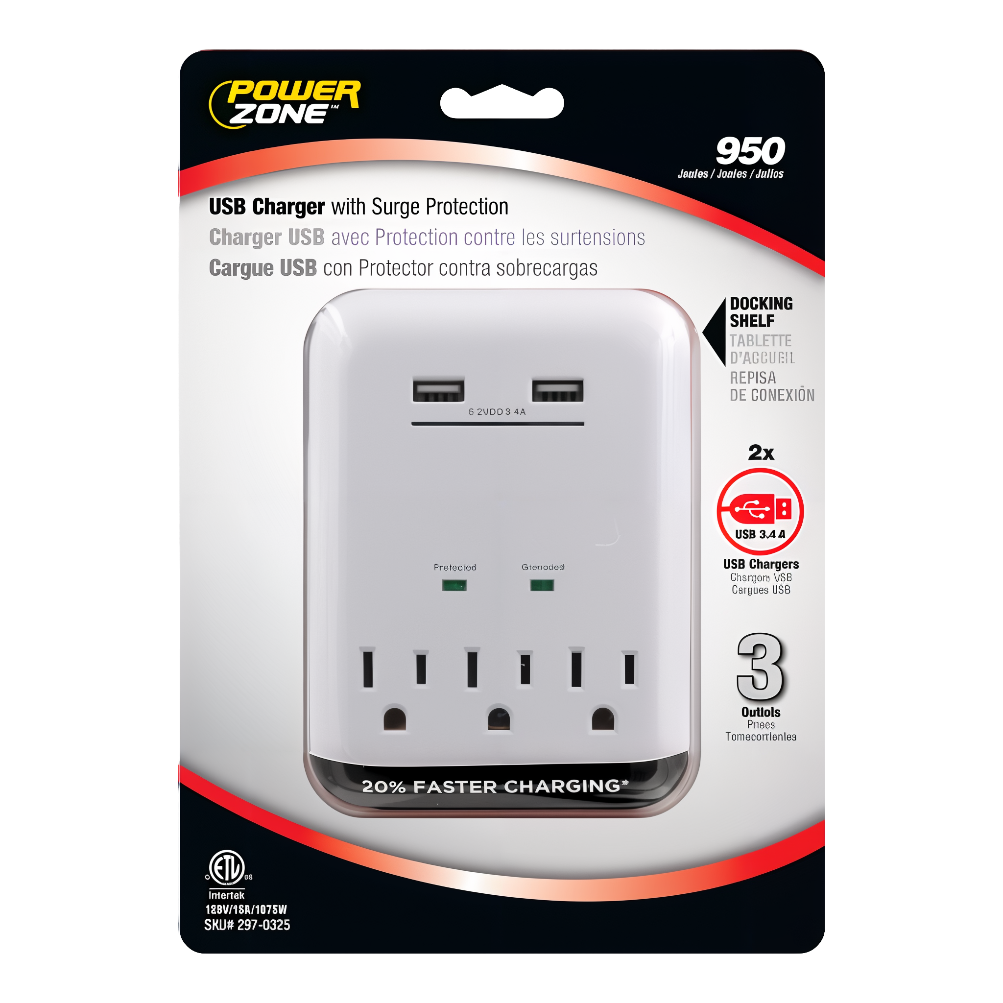 PowerZone USB Charger with Surge Protection