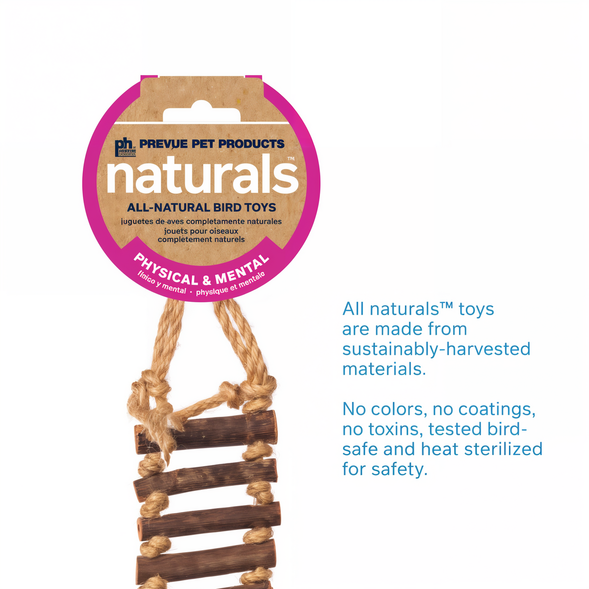 Prevue Naturals all-natural bird toys sustainability infographic