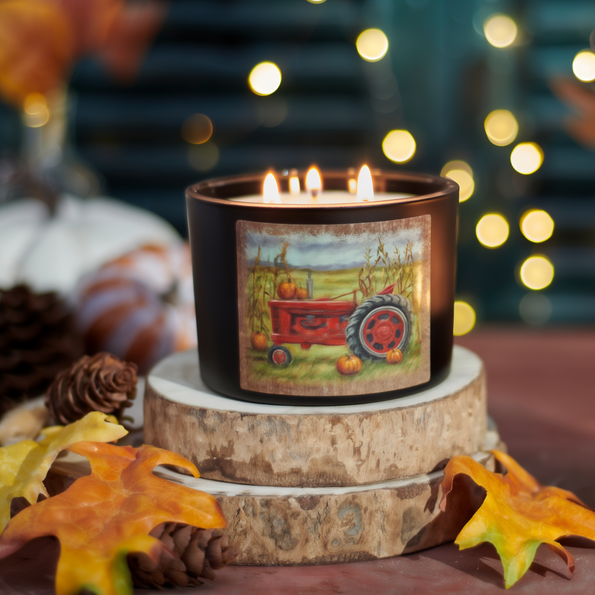 Primitives By Kathy Fall Tractor Candle -- lifestyle