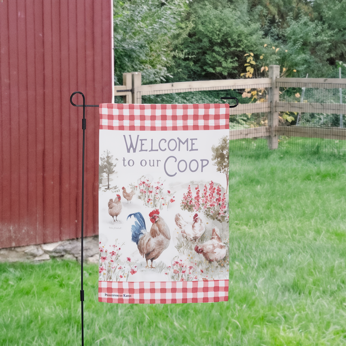Primitives By Kathy Welcome To Our Coop Garden Flag -- lifestyle