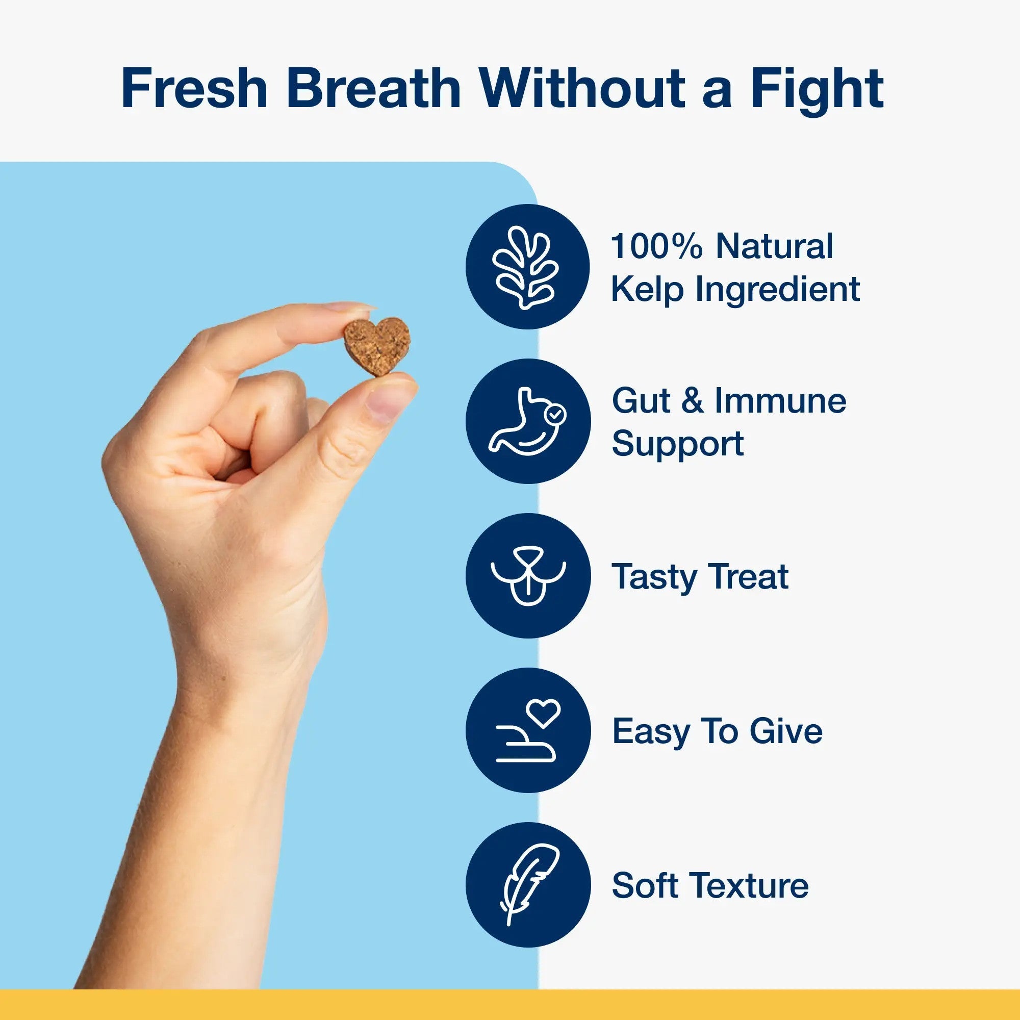 Fresh breath without a fight: natural kelp, gut and immune support, tasty soft treat