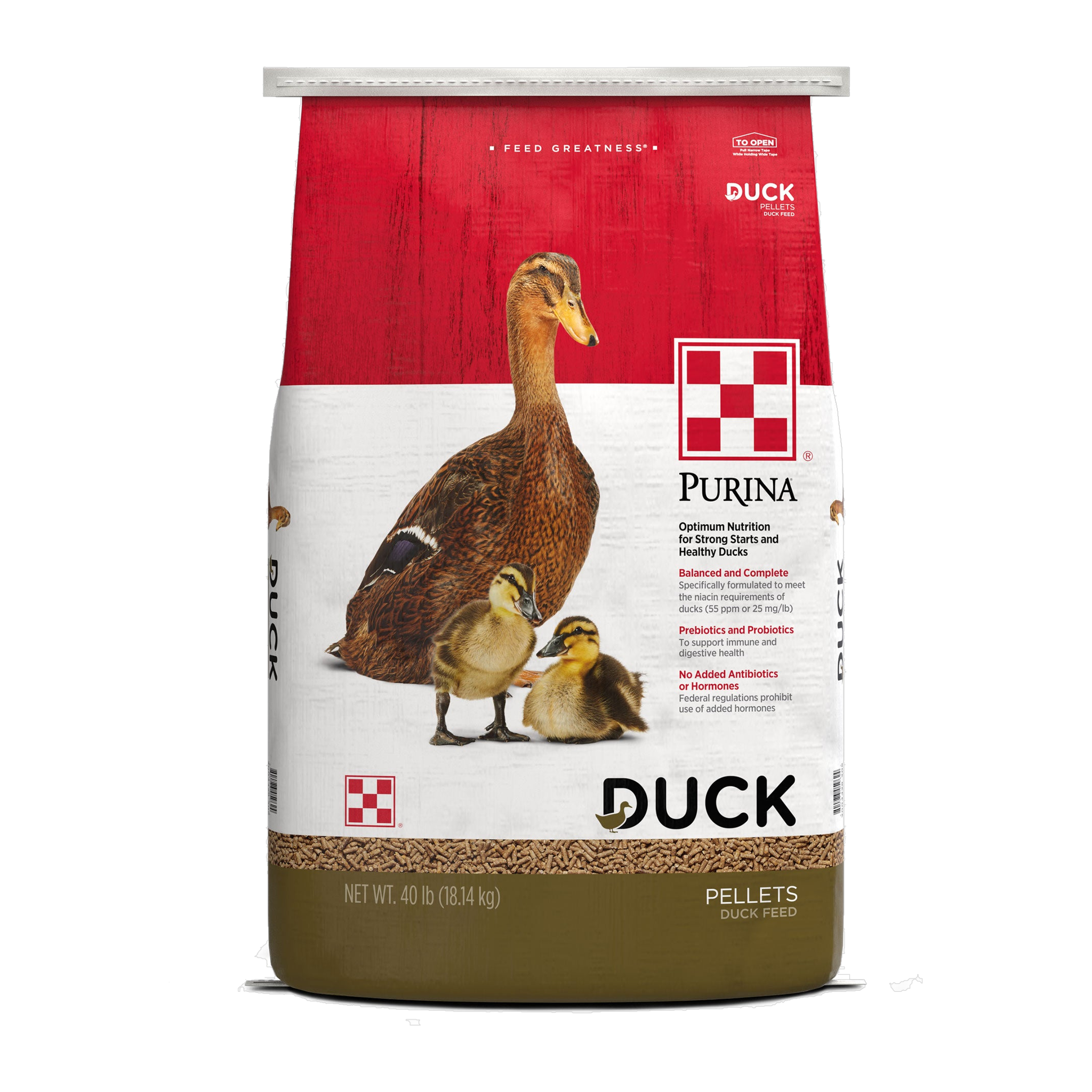 Purina Duck Feed Pellets 40 lb bag front