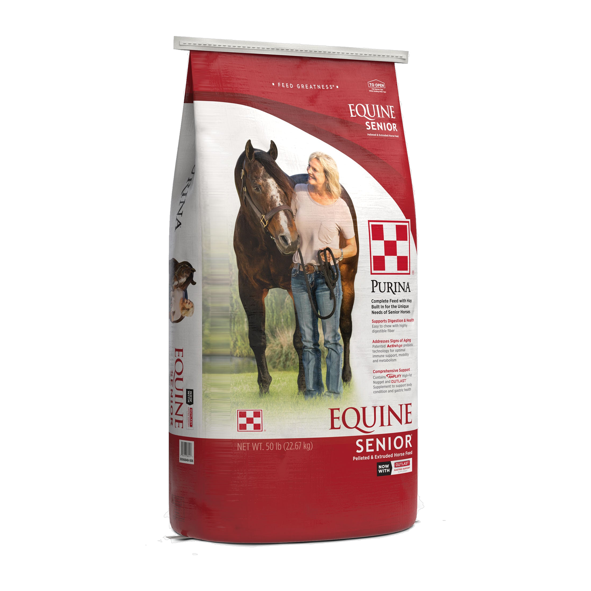 Purina Equine Senior Horse Feed bag, angled left view