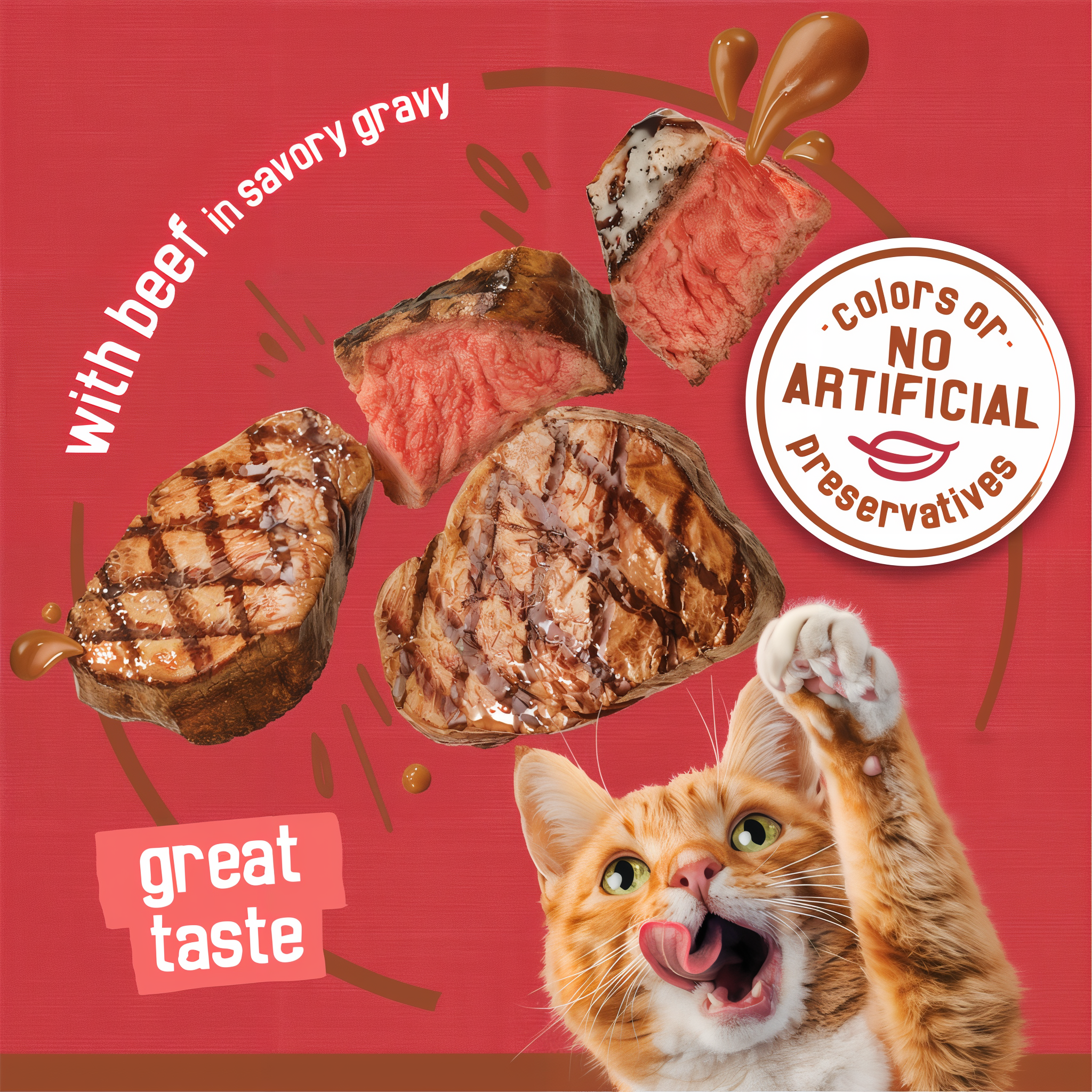 Made with beef in savory gravy and no artificial colors or preservatives