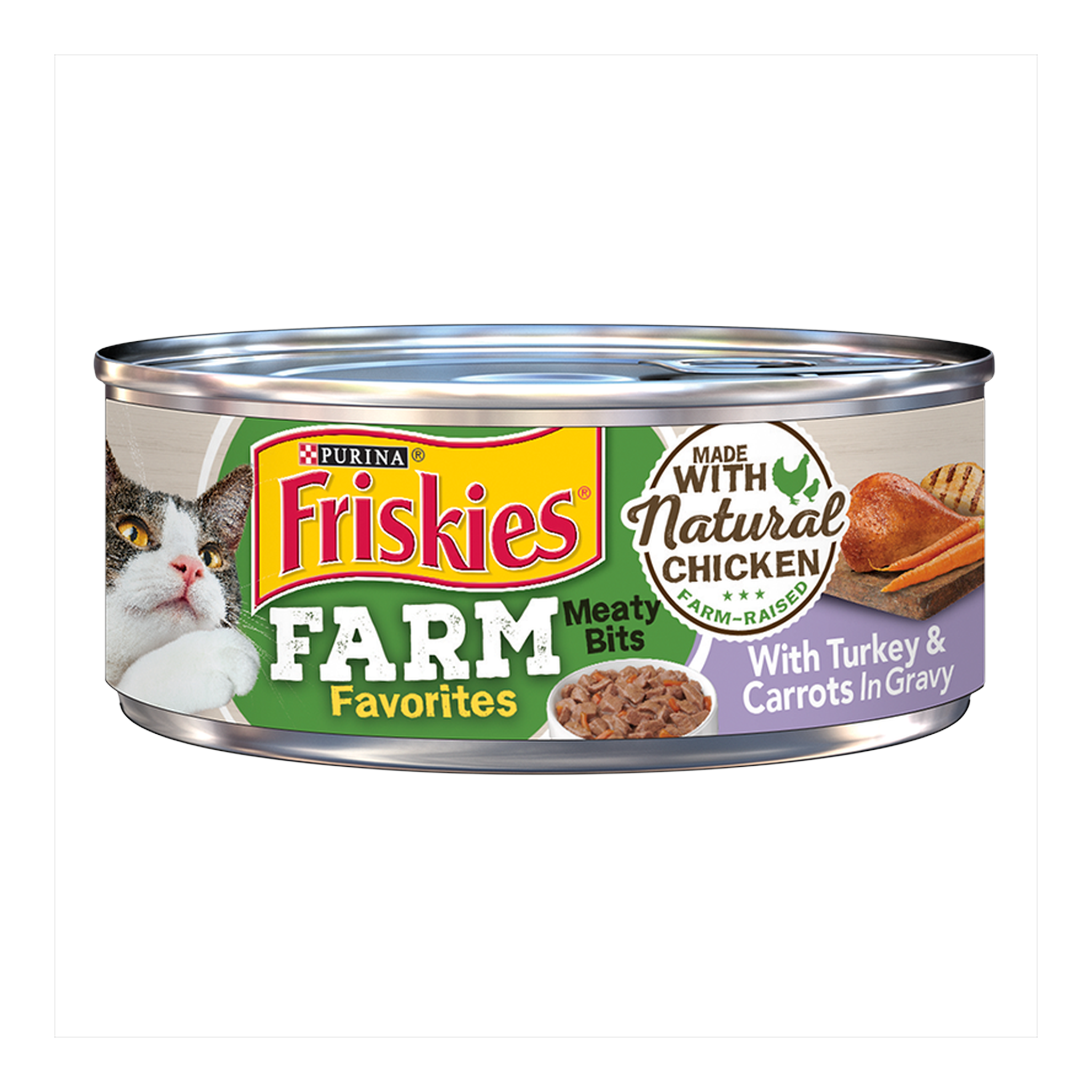 Purina Friskies Farm Favorites Meaty Bits With Turkey & Carrots in Gravy wet cat food, 5.5 oz pull-top can #5.5 OZ