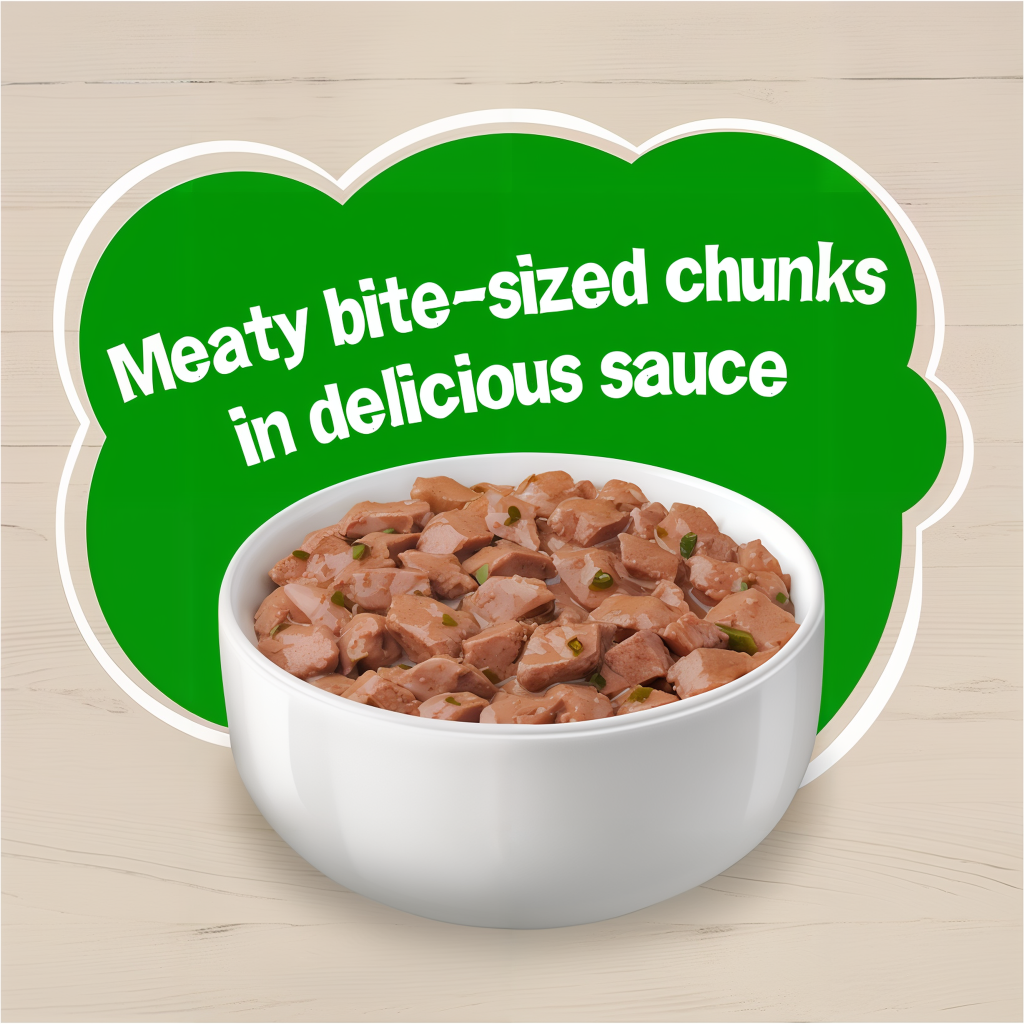 Meaty bite-sized chunks in delicious sauce served in a bowl