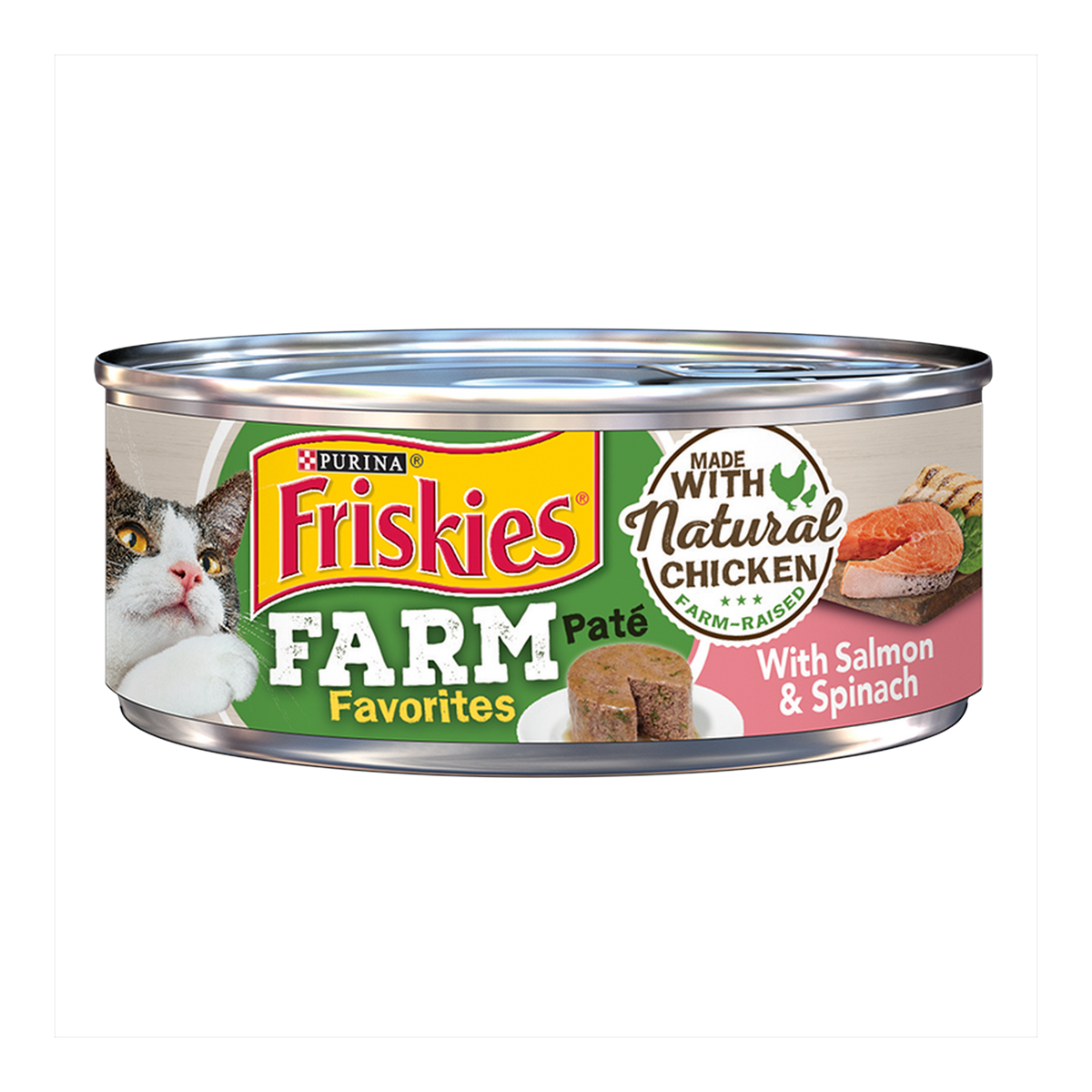 Purina Friskies Farm Favorites Paté With Salmon & Spinach wet cat food, 5.5 oz pull-top can #5.5 OZ