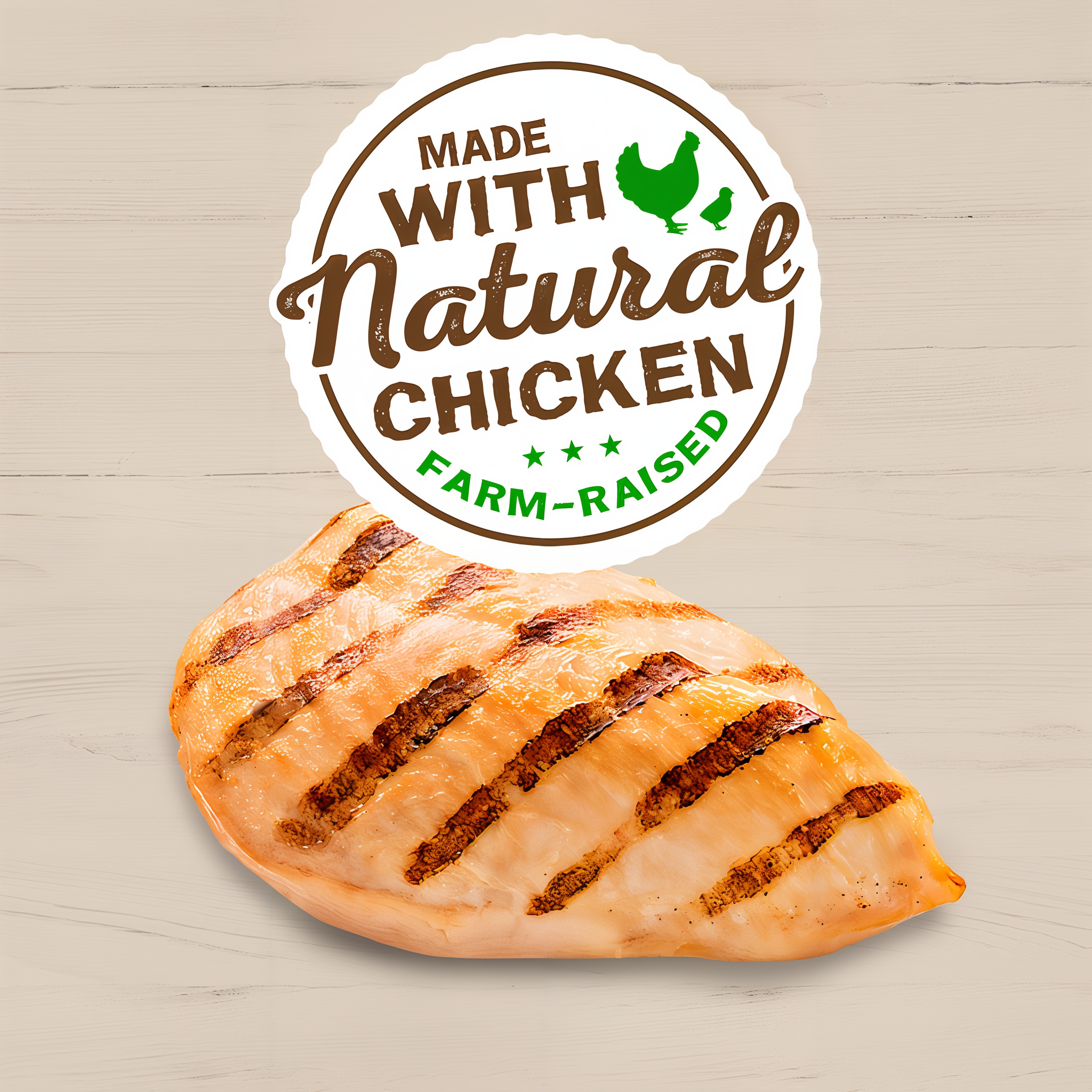 Made with natural farm-raised chicken