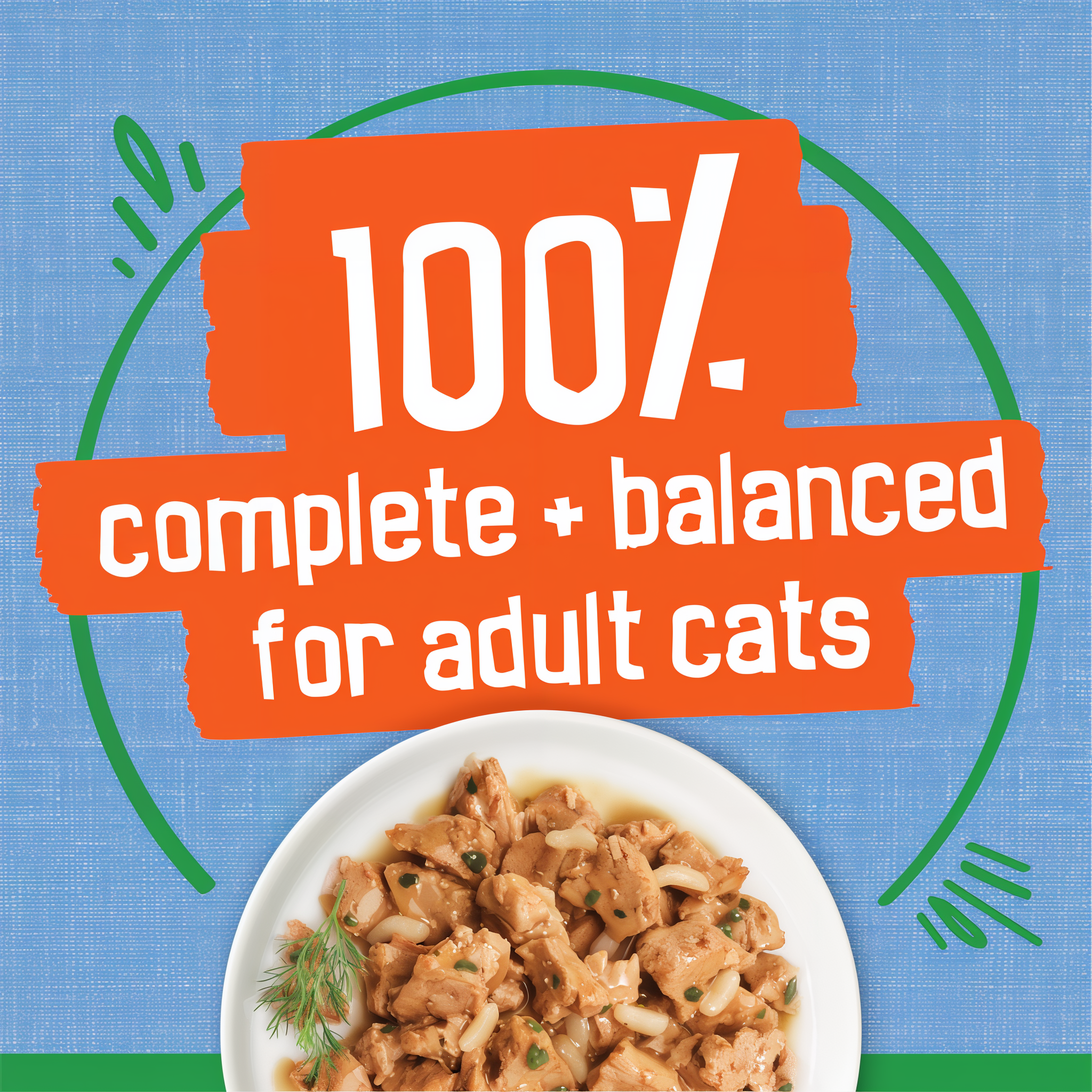 100 percent complete and balanced nutrition for adult cats