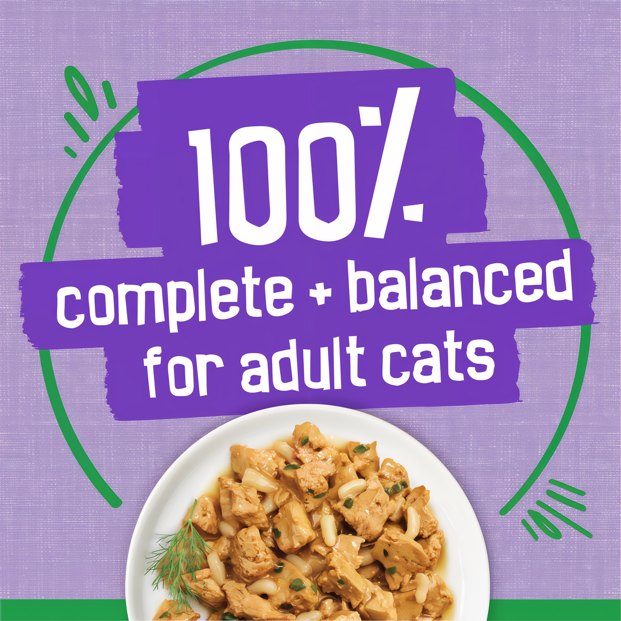 100 percent complete and balanced nutrition for adult cats