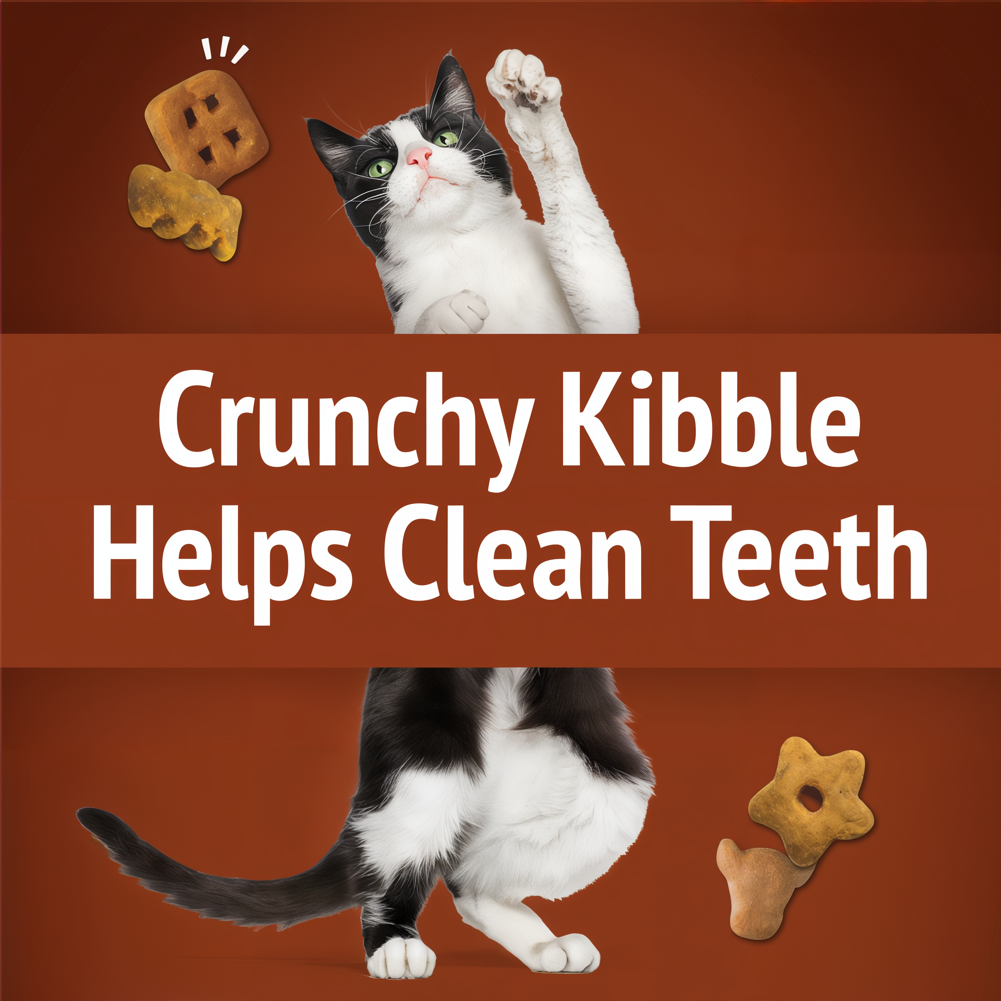 Crunchy kibble helps clean cat teeth