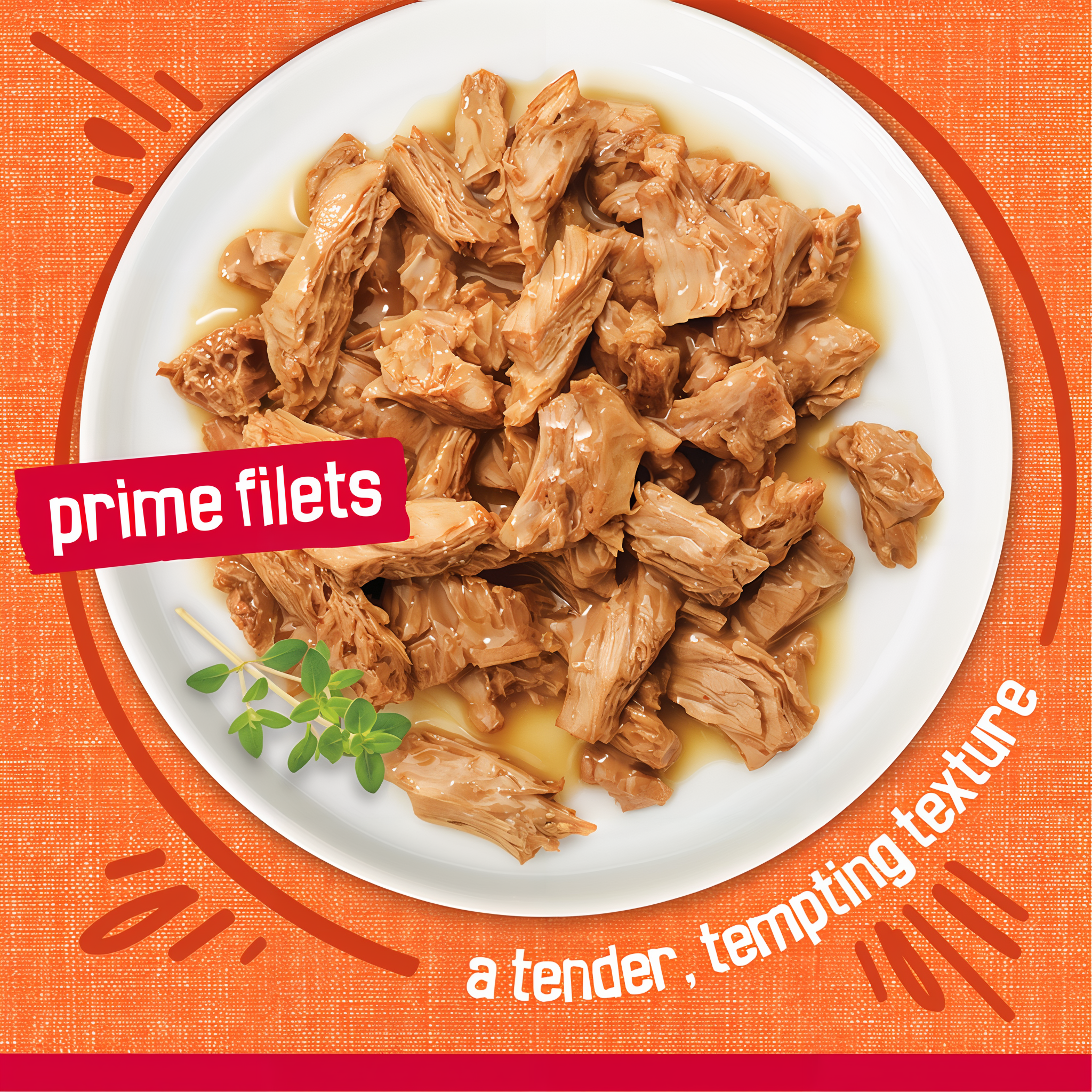 Tender shredded Prime Filets chunks in gravy served on a white plate