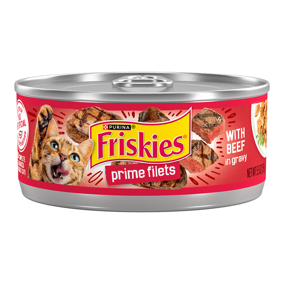 Purina Friskies Prime Filets With Beef in Gravy Wet Cat Food, 5.5 oz can #5.5 OZ