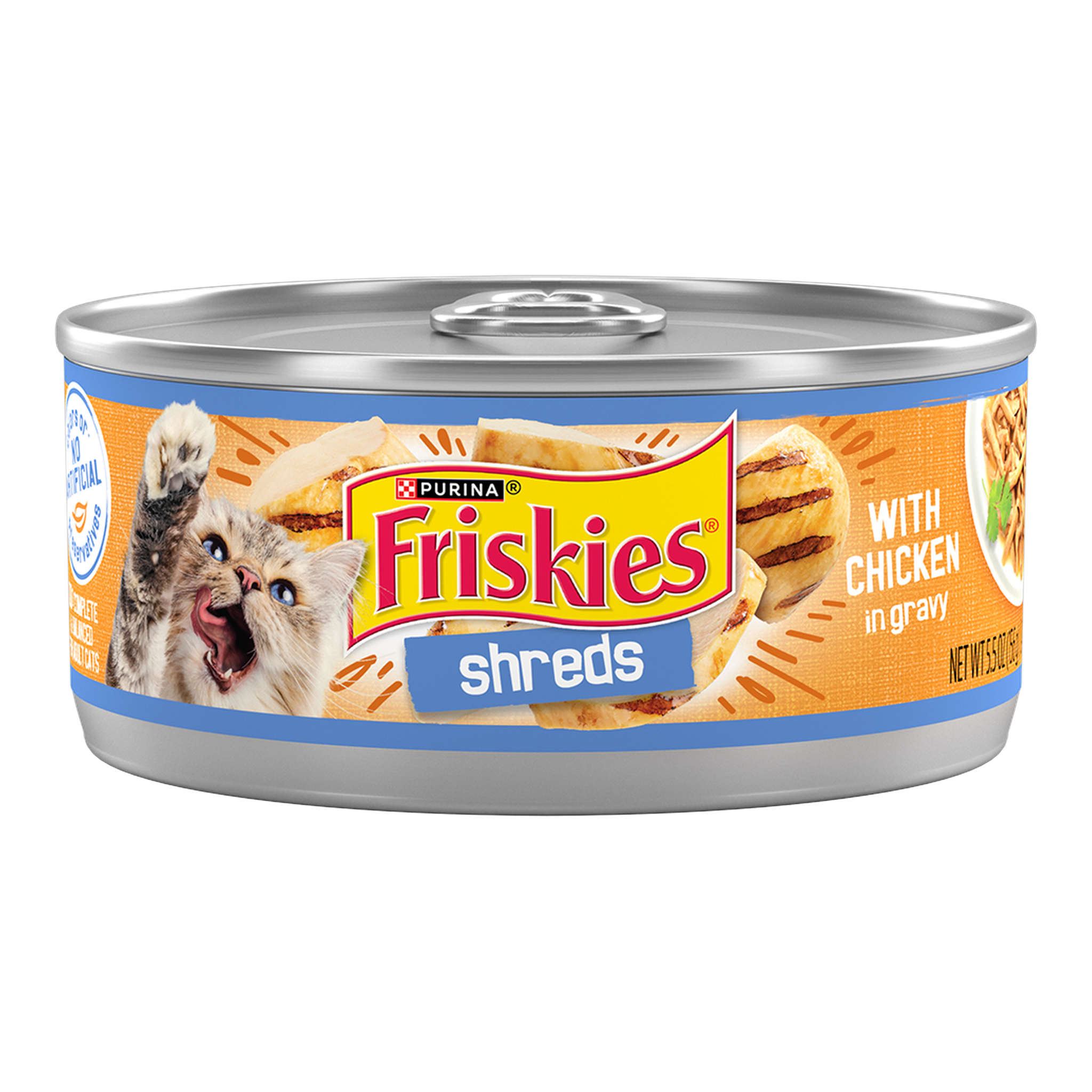 Purina Friskies Shreds With Chicken in Gravy Wet Cat Food, 5.5 oz can