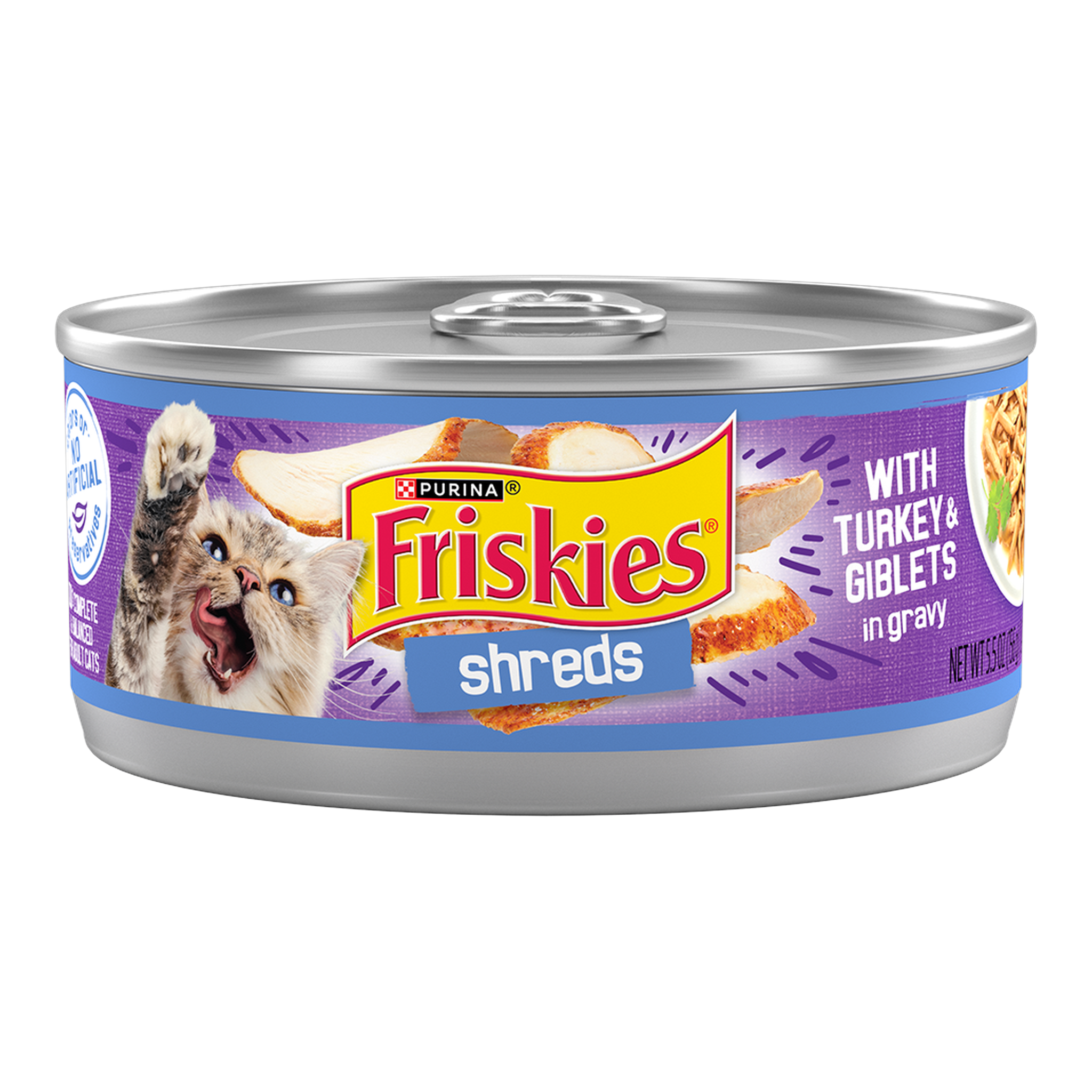 Purina Friskies Shreds With Turkey & Giblets in Gravy Wet Cat Food, 5.5 oz can
