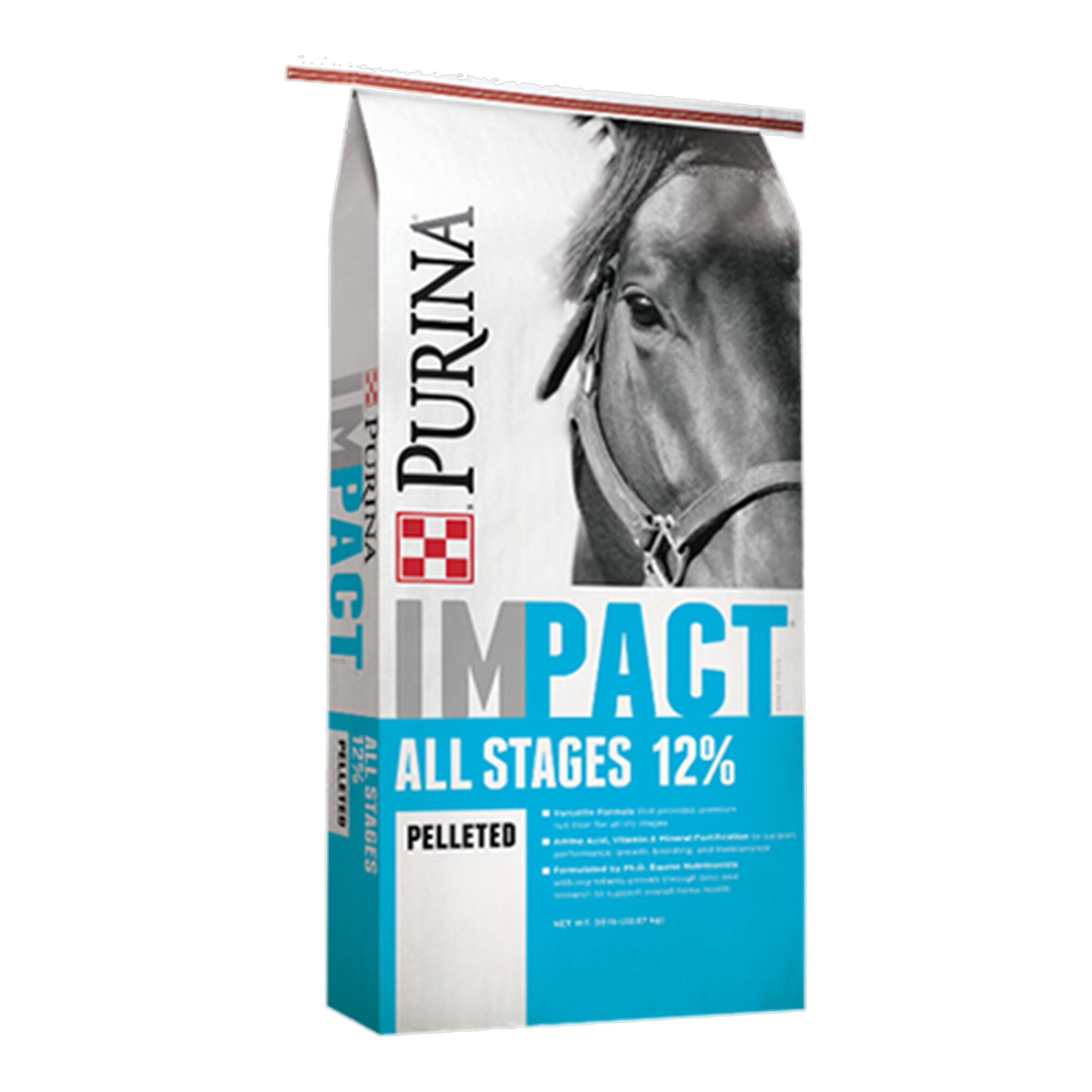 Purina Impact All Stages 12 percent pelleted horse feed 50 lb bag #50 LB