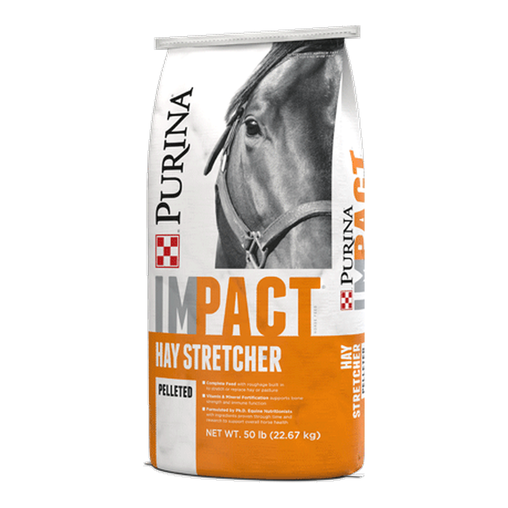 Side panel of the Purina Impact Hay Stretcher horse feed bag