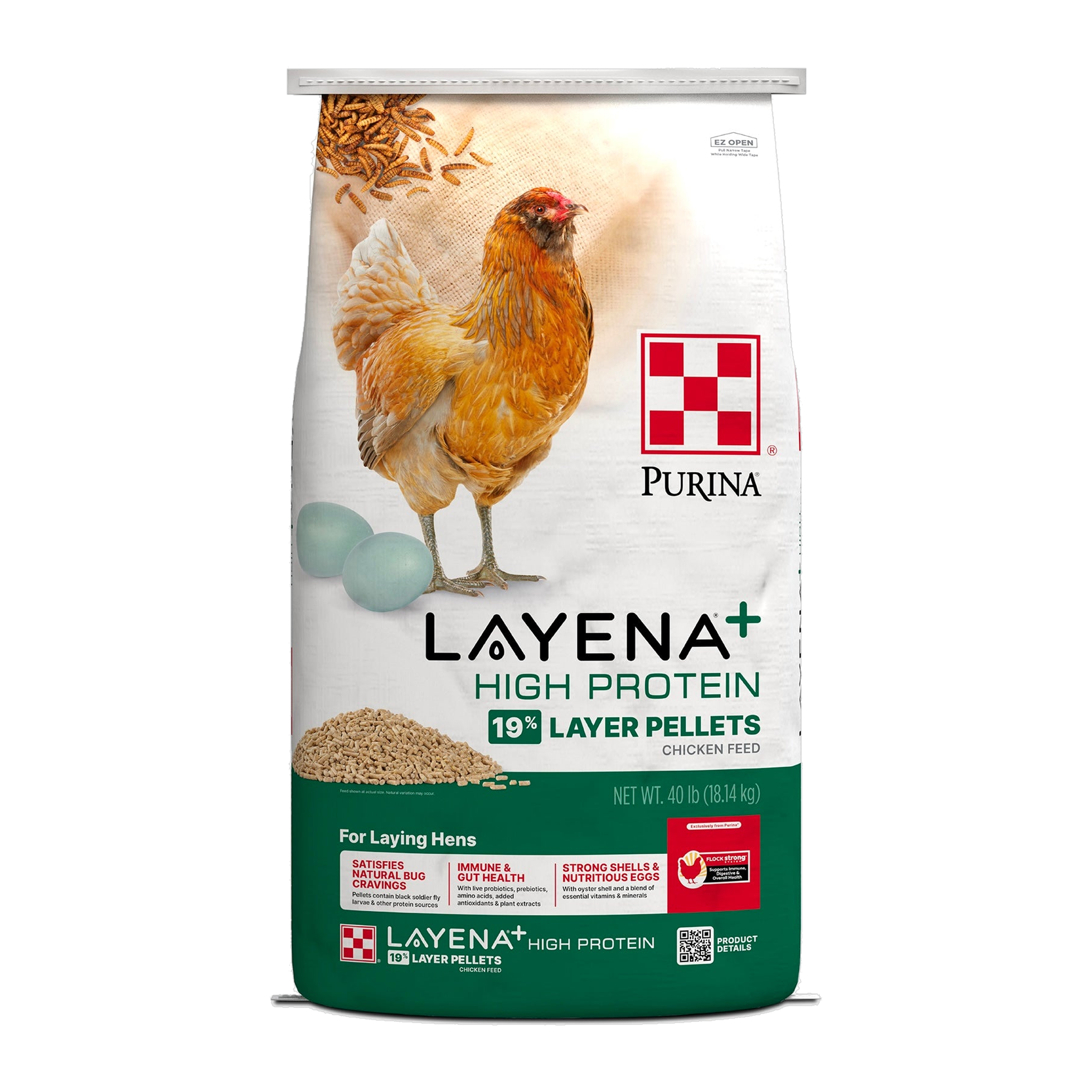 Purina Layena Plus High Protein Layer Feed 40 lb bag front #40 LB