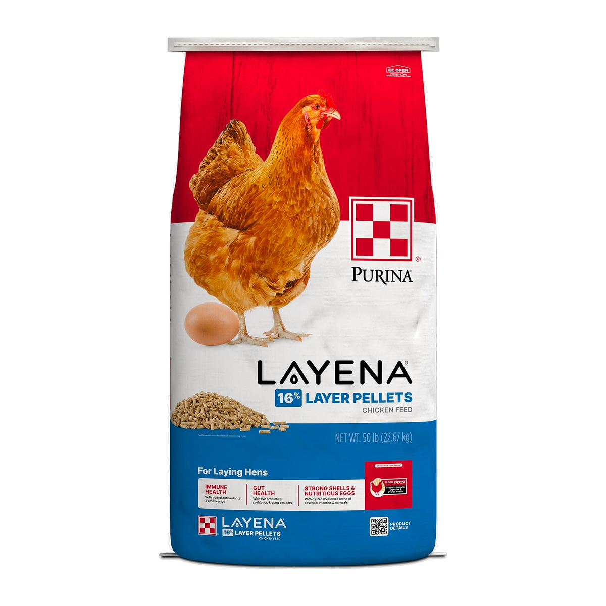 Purina Layena Pellets Chicken Feed 50 lb bag front #50 LB