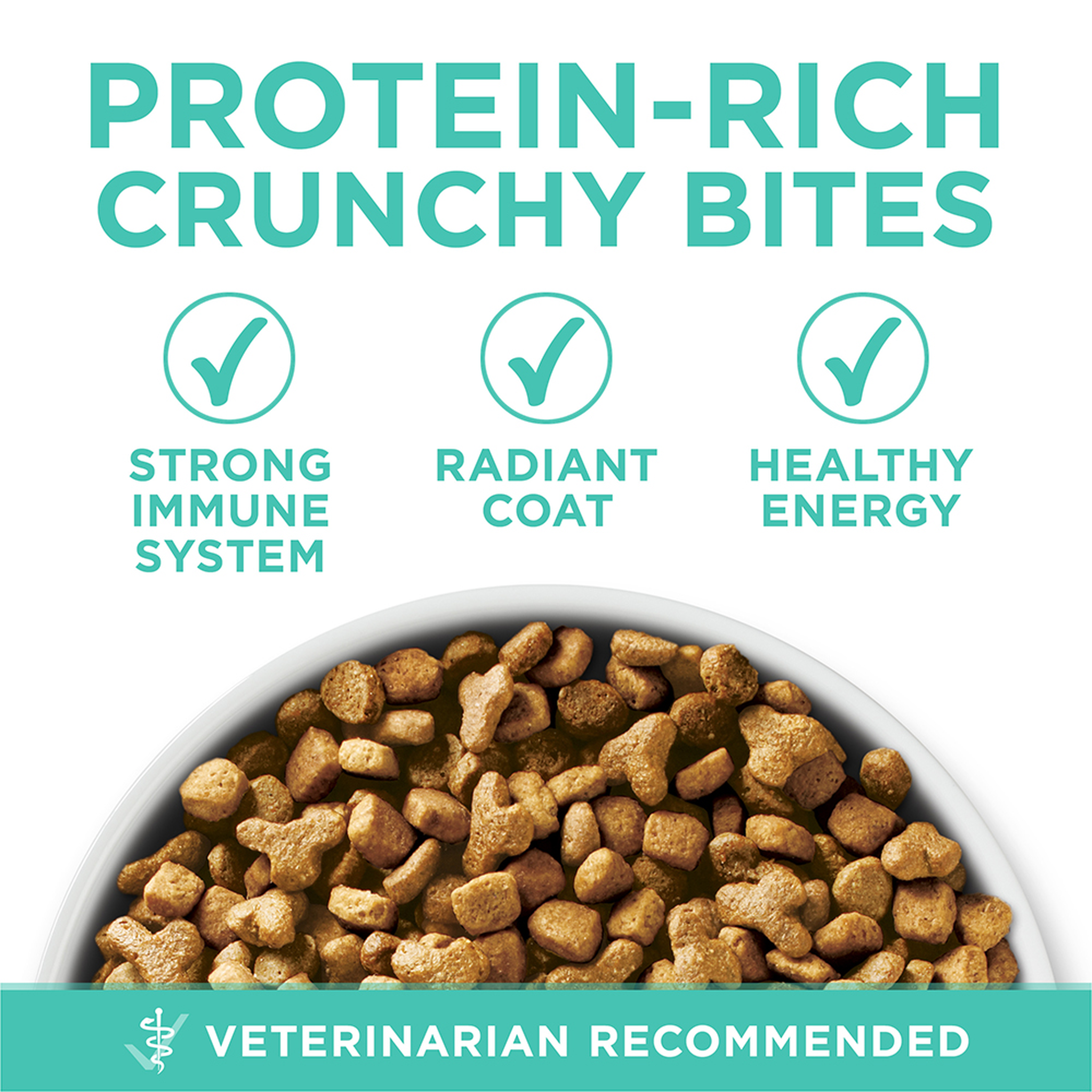 Protein-rich crunchy bites that support a strong immune system, radiant coat and healthy energy