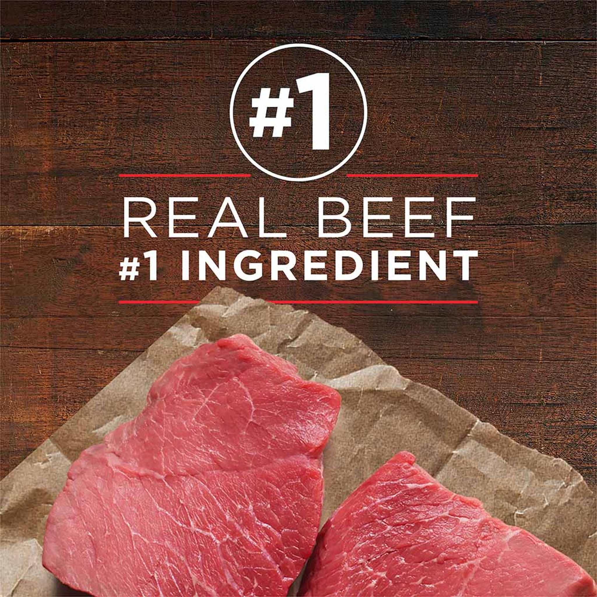 Real beef as the number one ingredient in this grain-free wet dog food