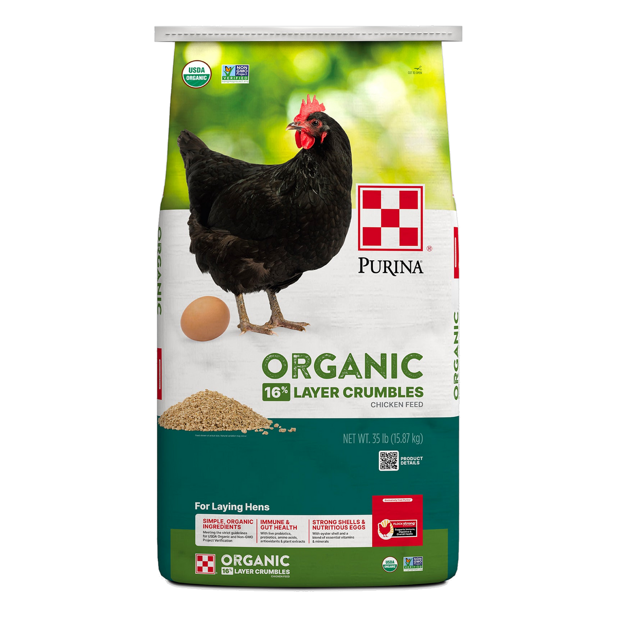 Purina Organic Layer Crumbles Chicken Feed 35 lb bag front #35 LB