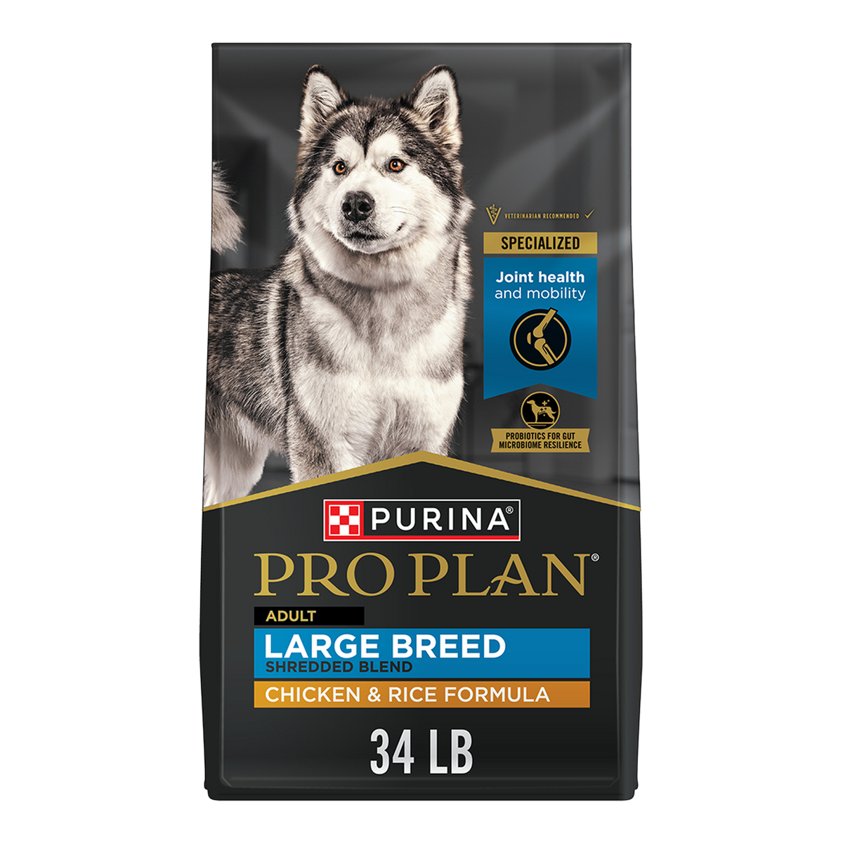 Purina Pro Plan Adult Large Breed Shredded Blend Chicken and Rice dry dog food 34 lb bag #34 LB