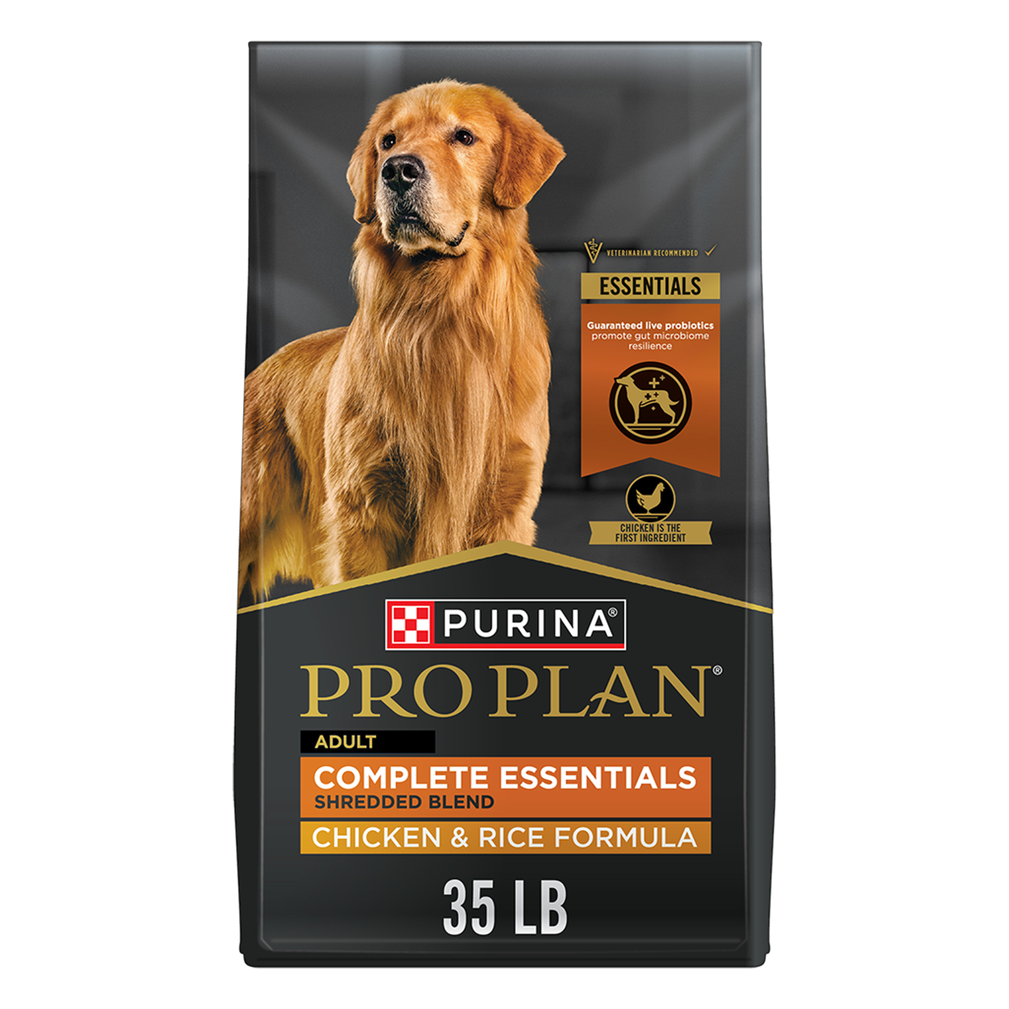 Purina Pro Plan Complete Essentials Shredded Blend Chicken & Rice adult dry dog food, 35 lb bag