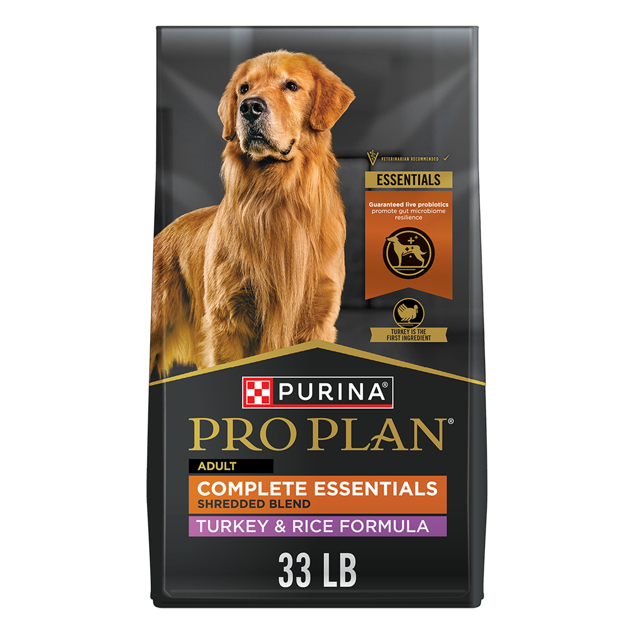 Purina Pro Plan Complete Essentials Shredded Blend Turkey & Rice adult dry dog food, 33 lb bag