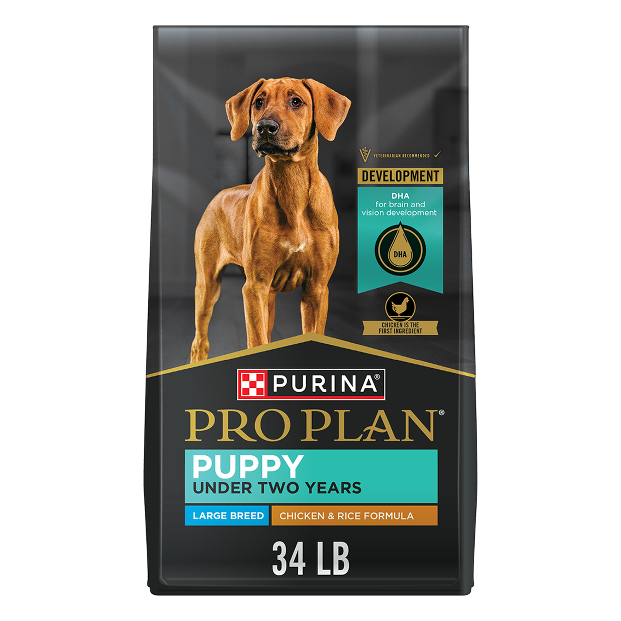 Purina Pro Plan Puppy Large Breed Chicken & Rice Formula dry dog food, 34 lb bag