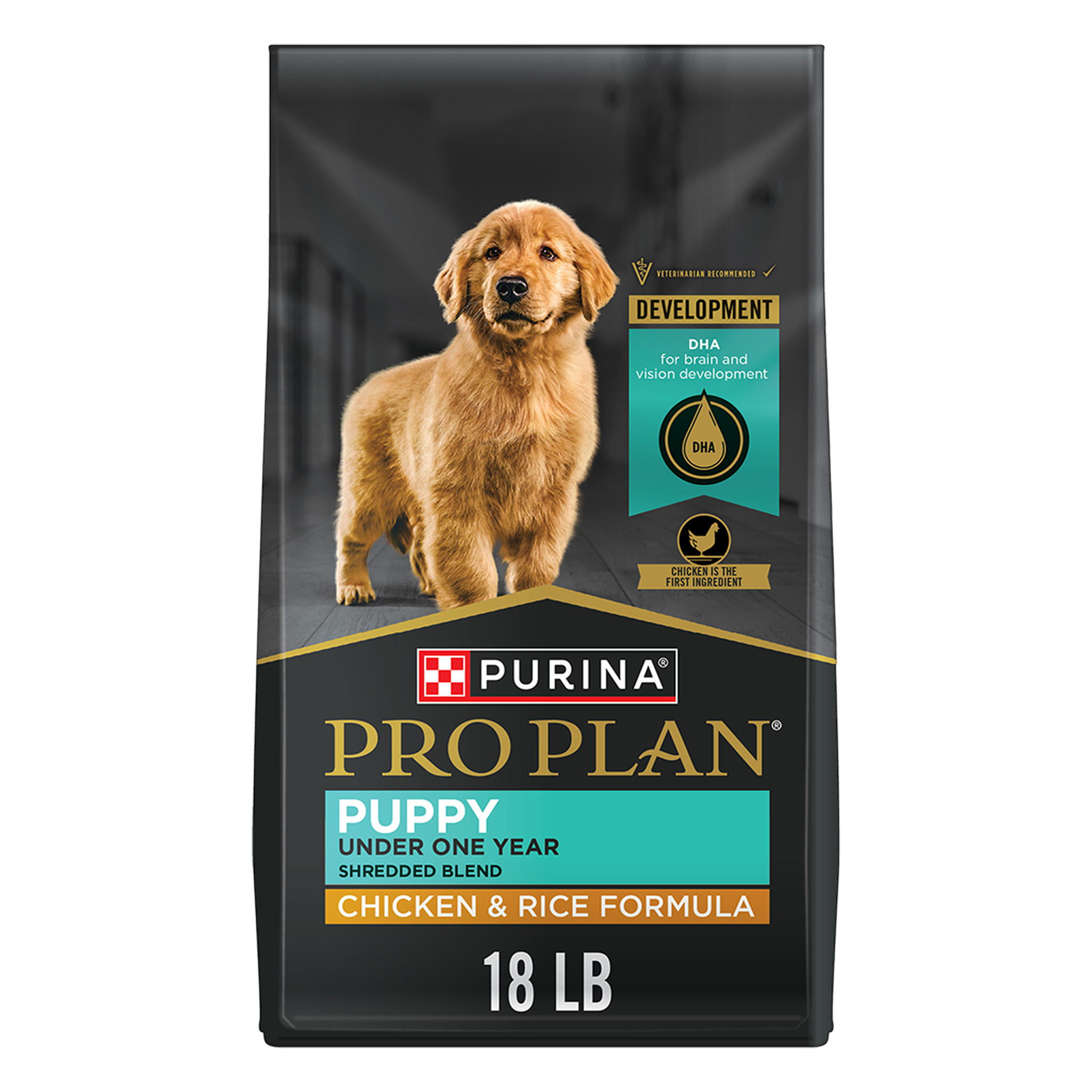 Purina Pro Plan Puppy Shredded Blend Chicken & Rice Formula dry dog food, 18 lb bag