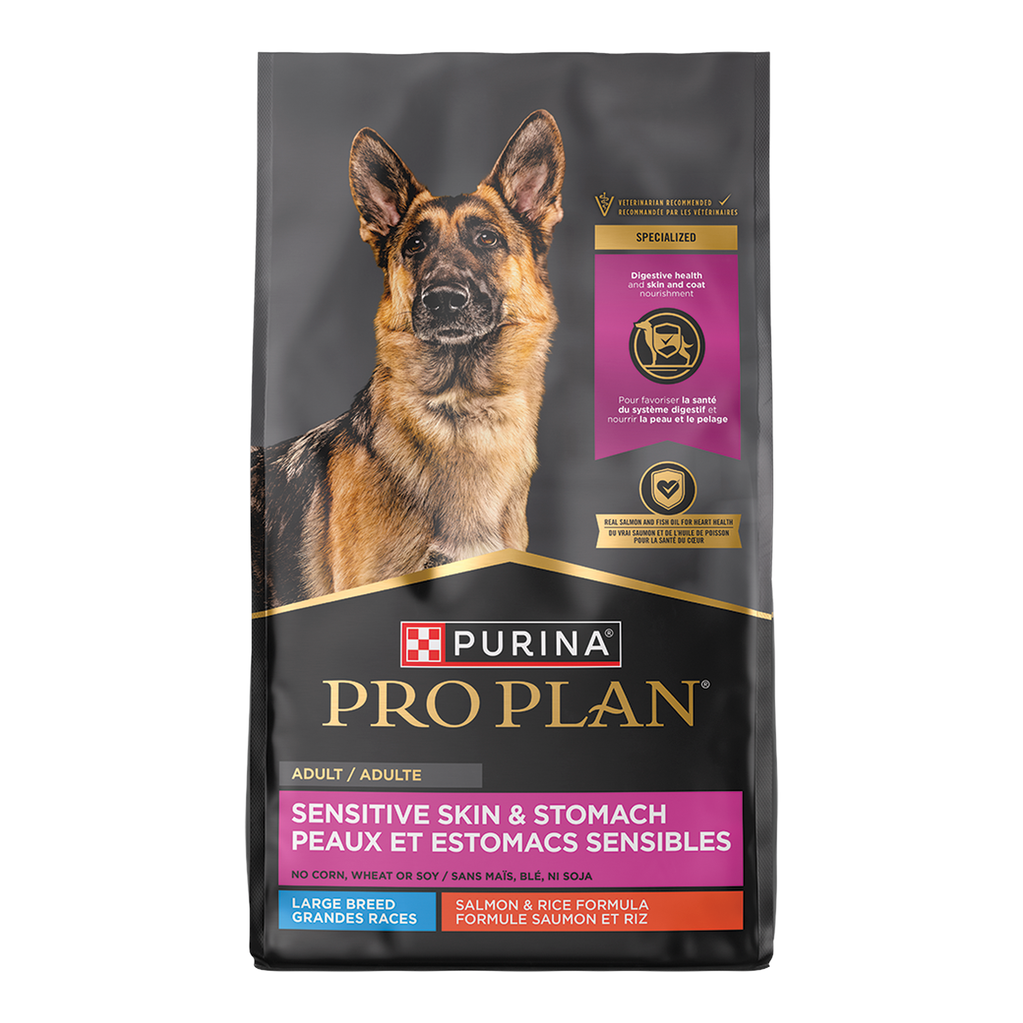 Purina Pro Plan Sensitive Skin and Stomach Large Breed Salmon and Rice dry dog food bag