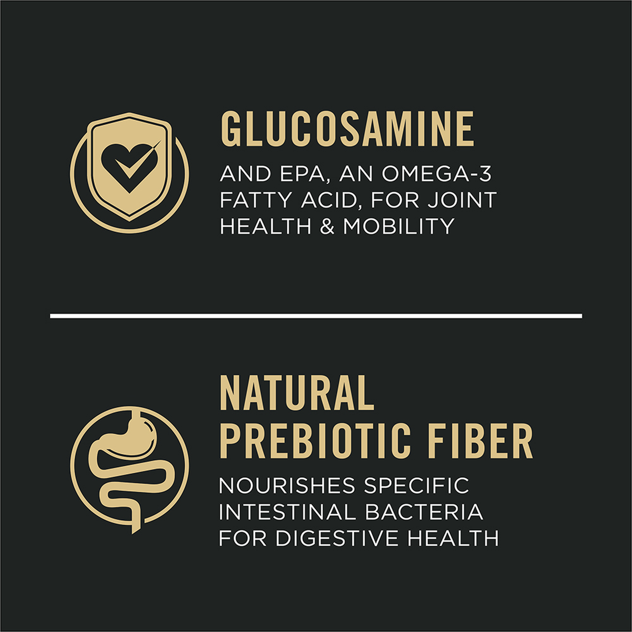 Glucosamine and EPA for joint health and mobility, natural prebiotic fiber for digestive health