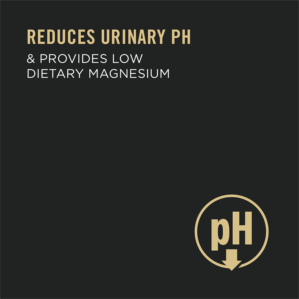 Reduces urinary pH and provides low dietary magnesium