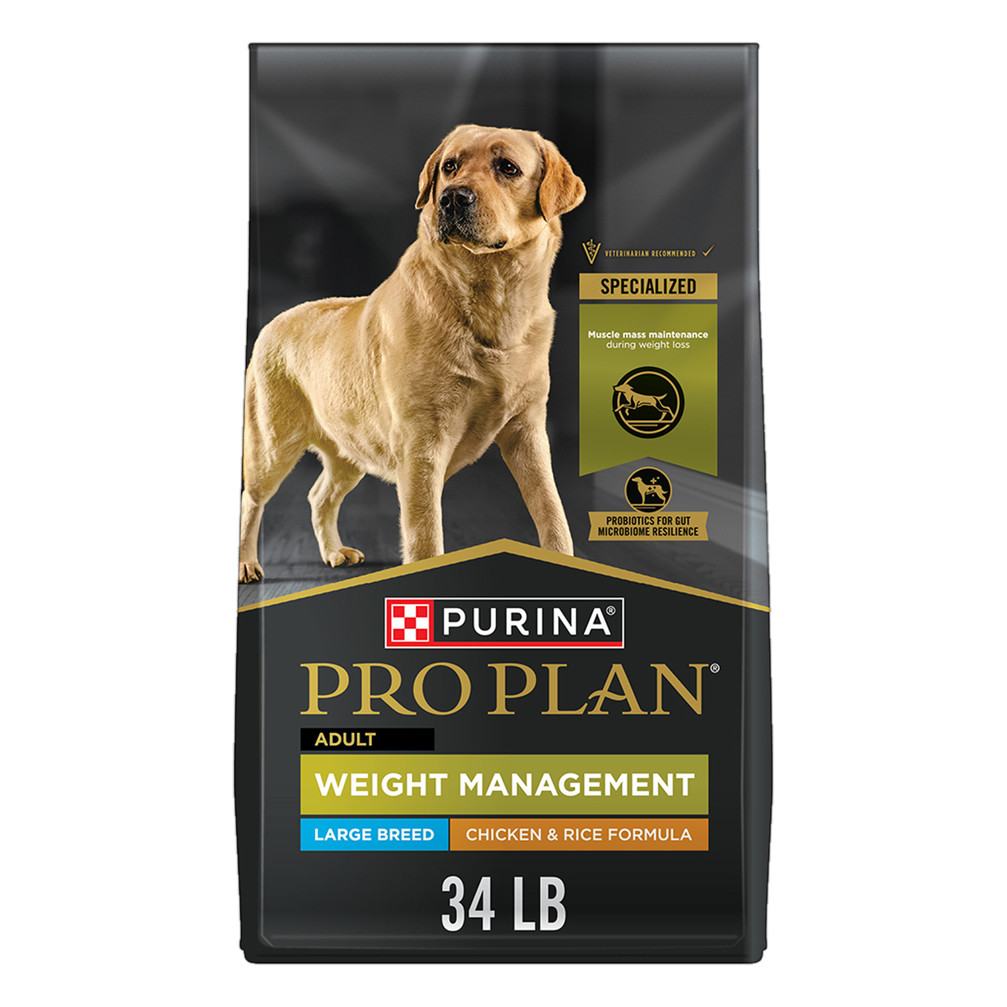 Purina Pro Plan Adult Large Breed Weight Management Chicken & Rice dry dog food, 34 lb bag