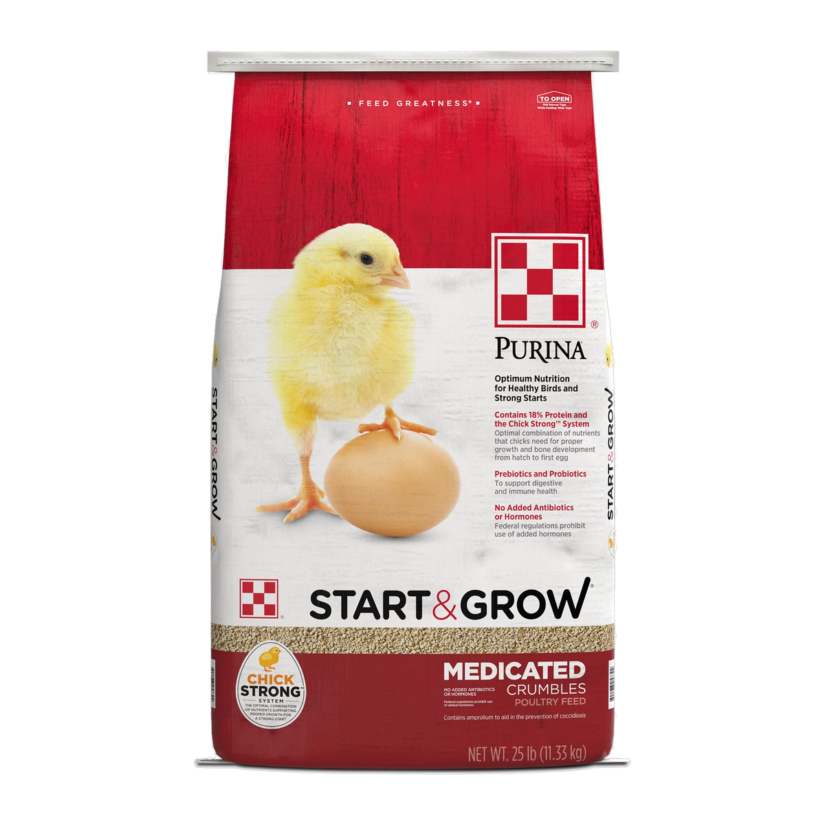 Purina Start and Grow Medicated Chick Food 25 lb bag front #25 lb