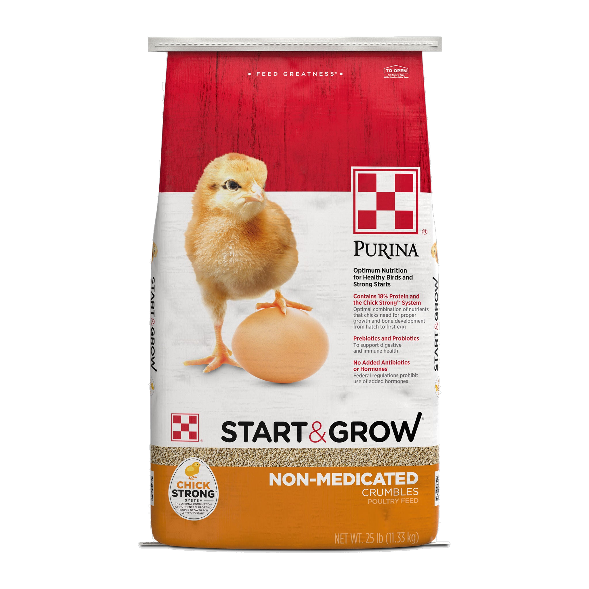 Purina Start and Grow Non-Medicated Chick Feed 25 lb bag front #25 lb
