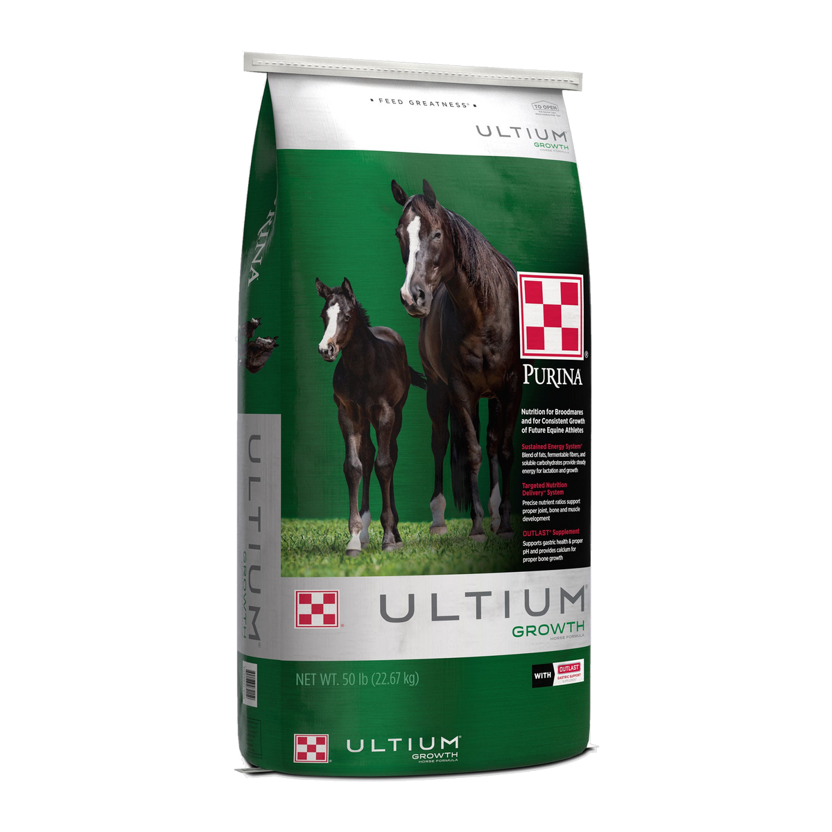 Purina Ultium Growth Horse Formula bag, angled left view