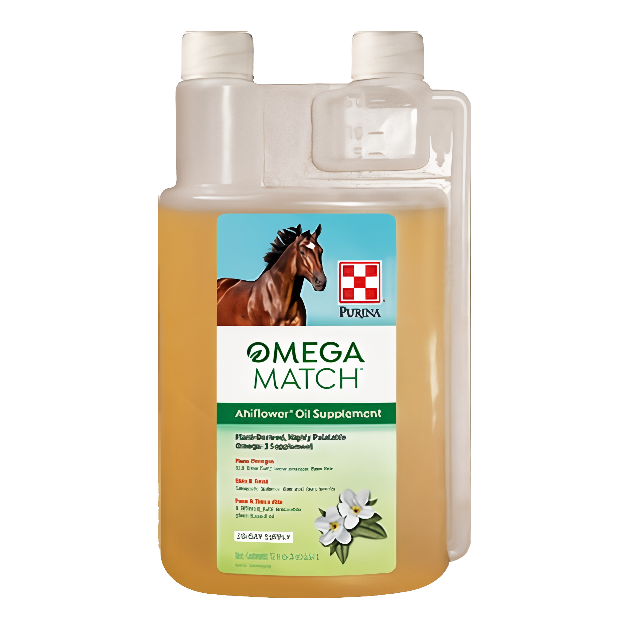 Purina Omega Match Ahiflower Oil for horses, 32 ounce size. #32 oz