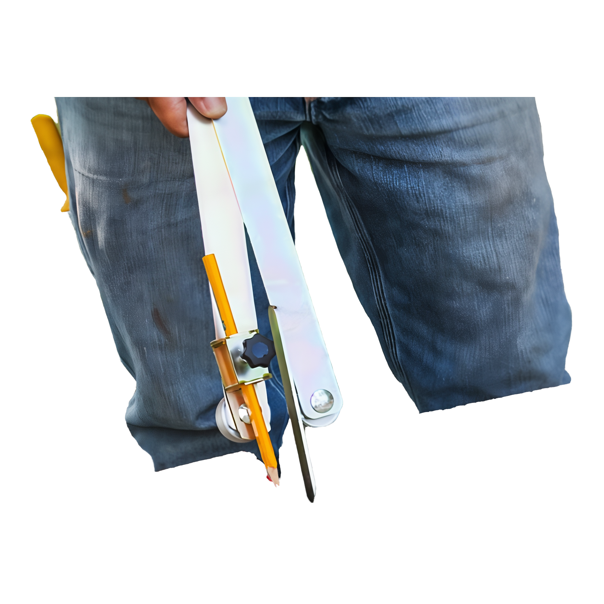 Quick-E-Scribes tool detail showing the twin-arm scribing mechanism and angle references