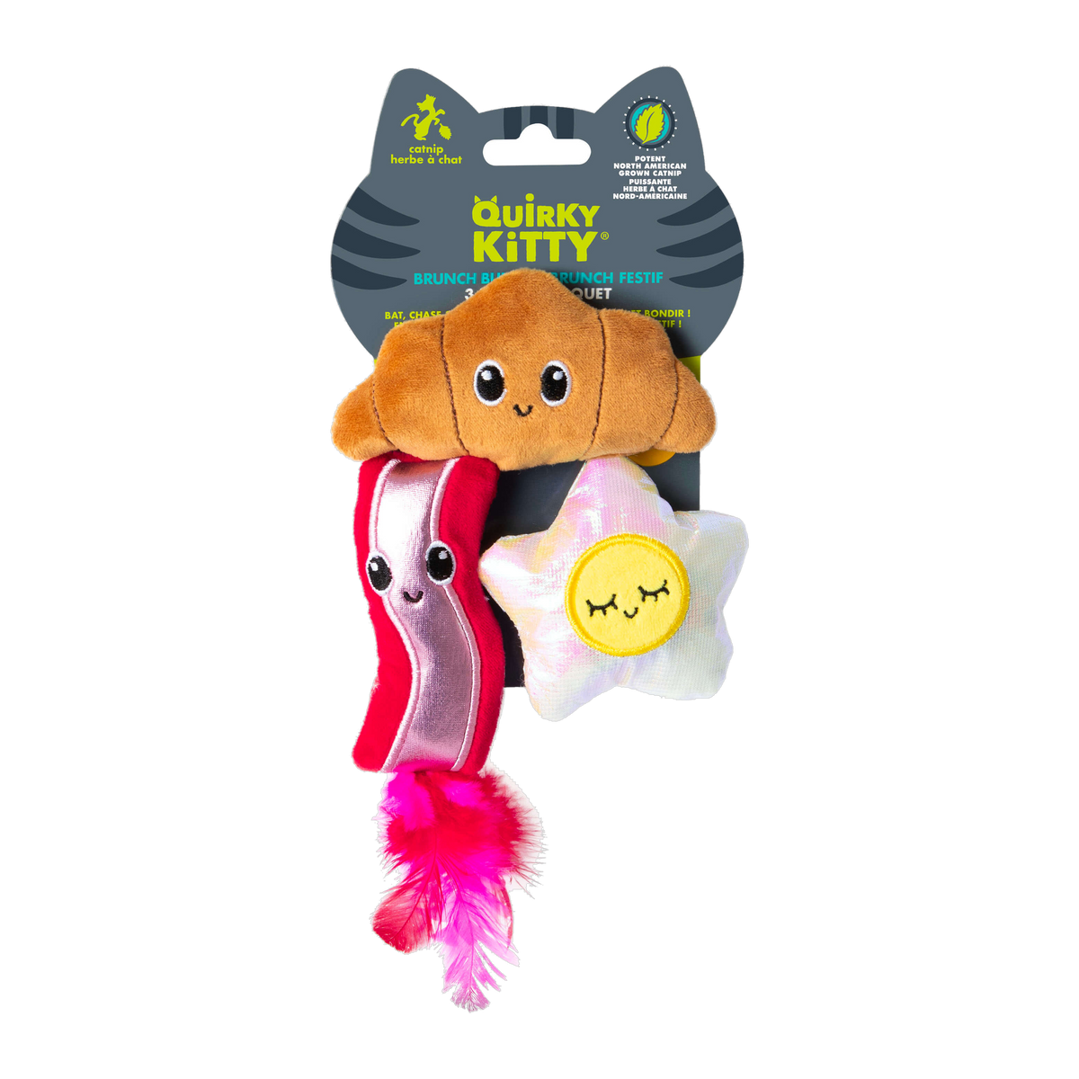 Quirky Kitty Brunch Bunch 3 pack catnip cat toys retail packaging front view