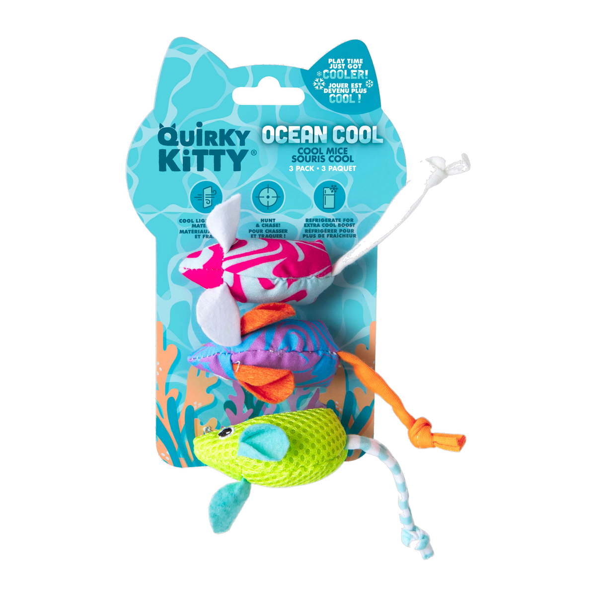 Quirky Kitty Cool Mice 3 Pack Ocean Cool retail packaging front view