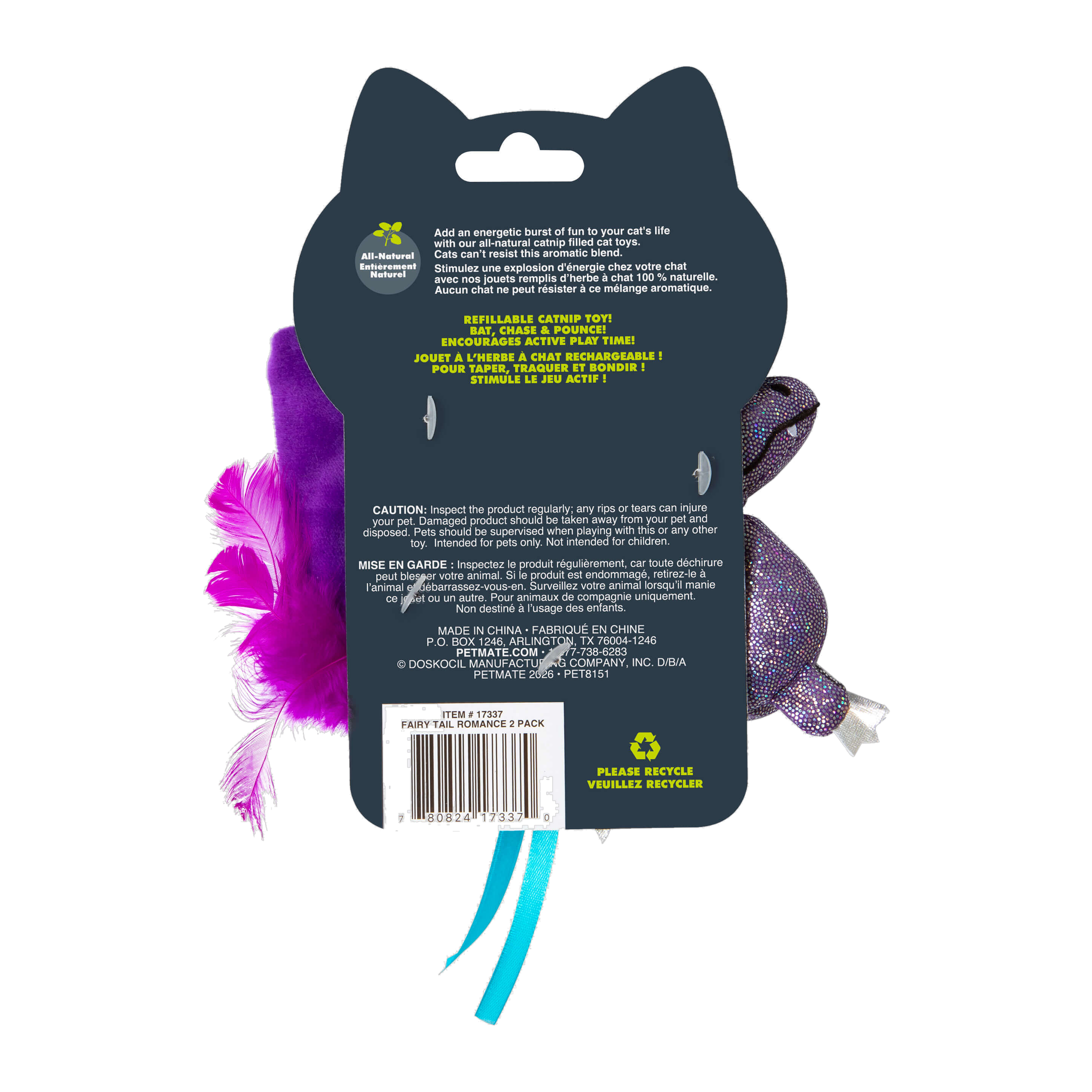 Quirky Kitty Fairy Tail Romance packaging back with product details and catnip information